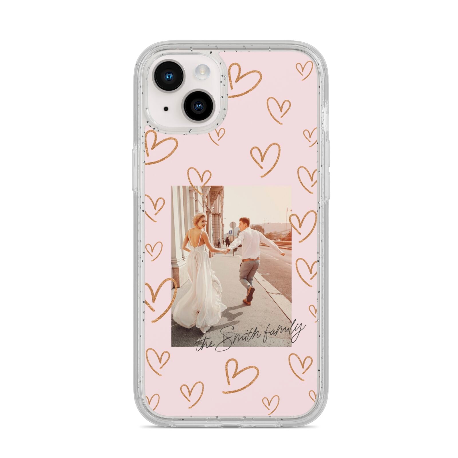 Valentines Day Newly Wed Photo Personalised iPhone 14 Plus Glitter Tough Case Starlight