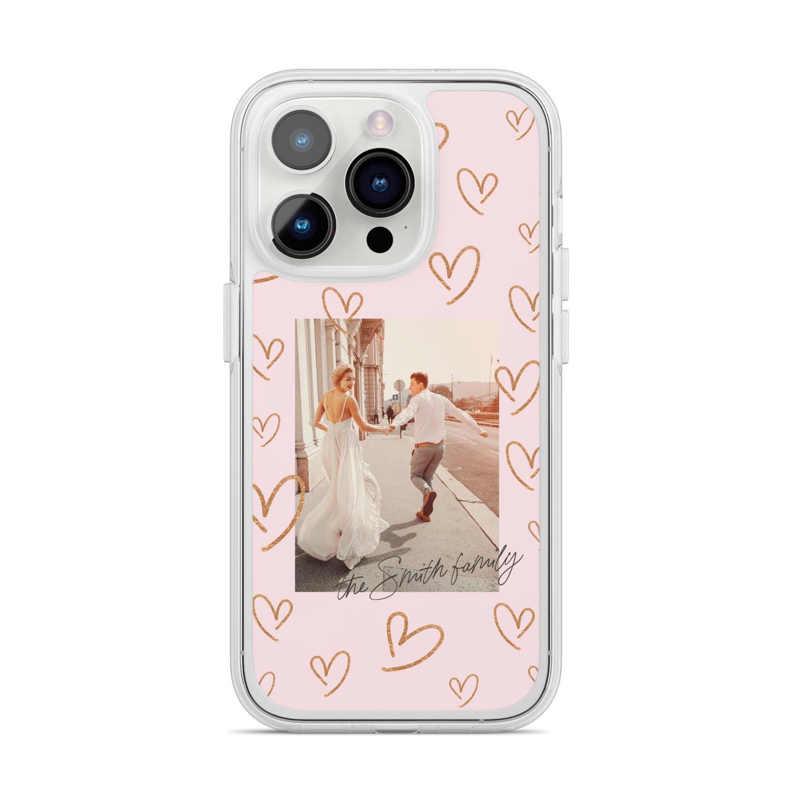 Valentines Day Newly Wed Photo Personalised iPhone 14 Pro Clear Tough Case Silver