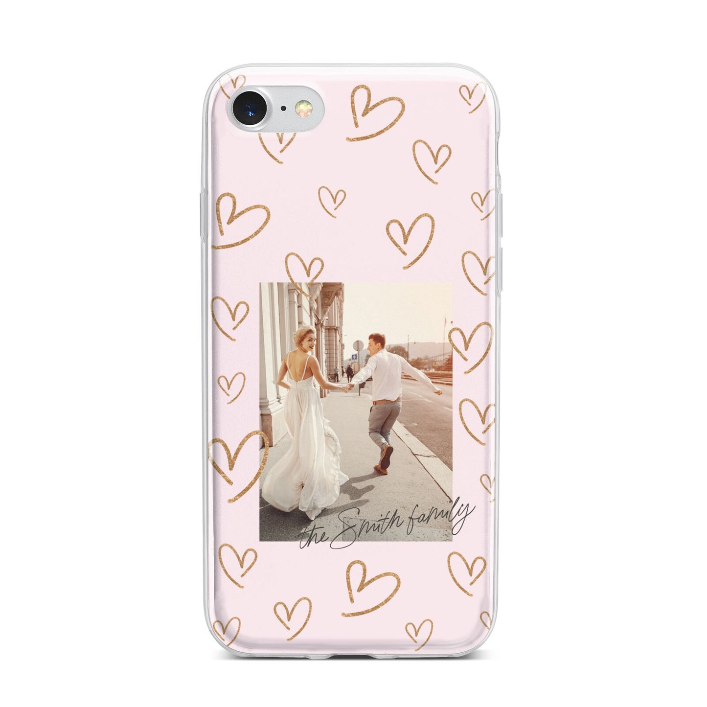 Valentines Day Newly Wed Photo Personalised iPhone 7 Bumper Case on Silver iPhone