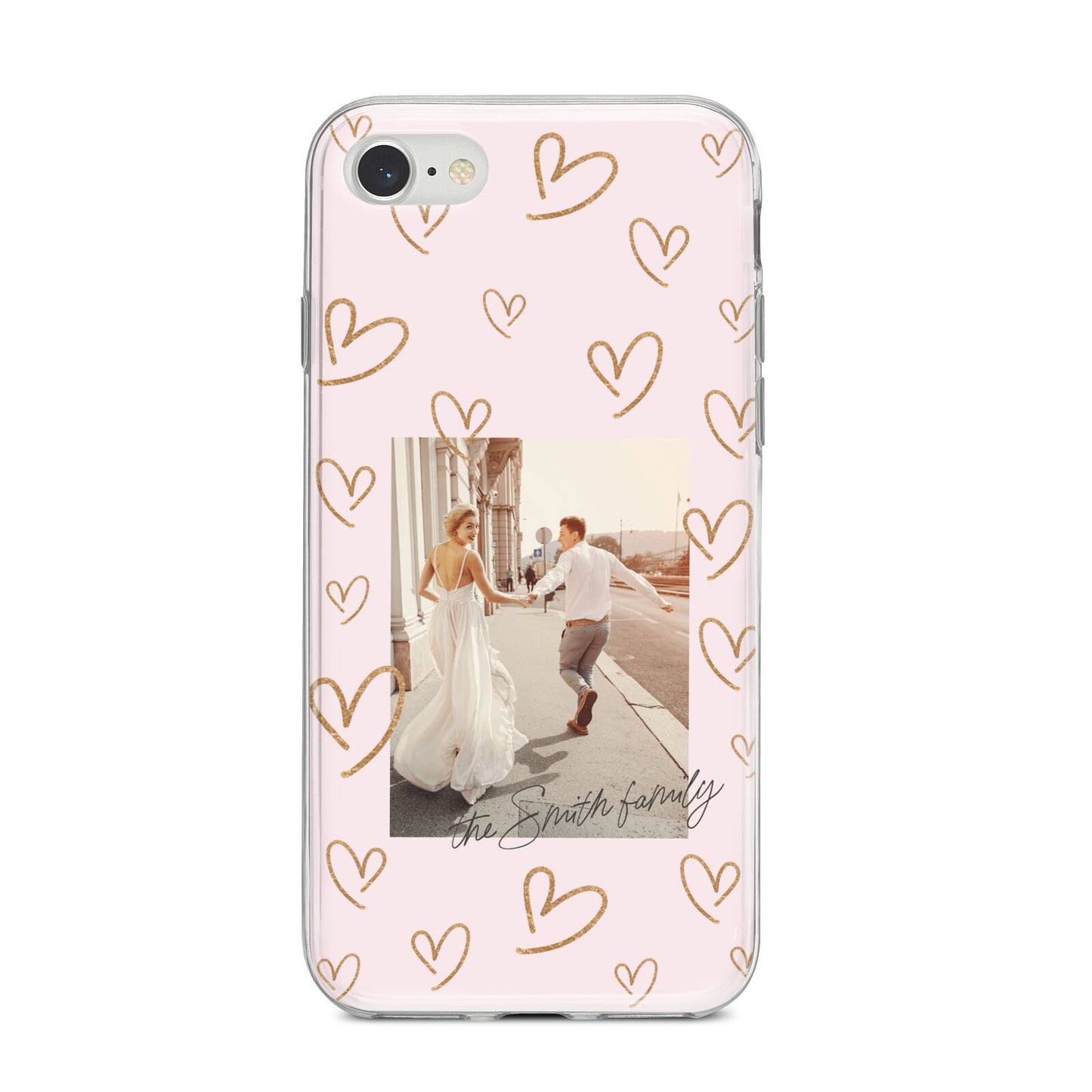 Valentines Day Newly Wed Photo Personalised iPhone 8 Bumper Case on Silver iPhone