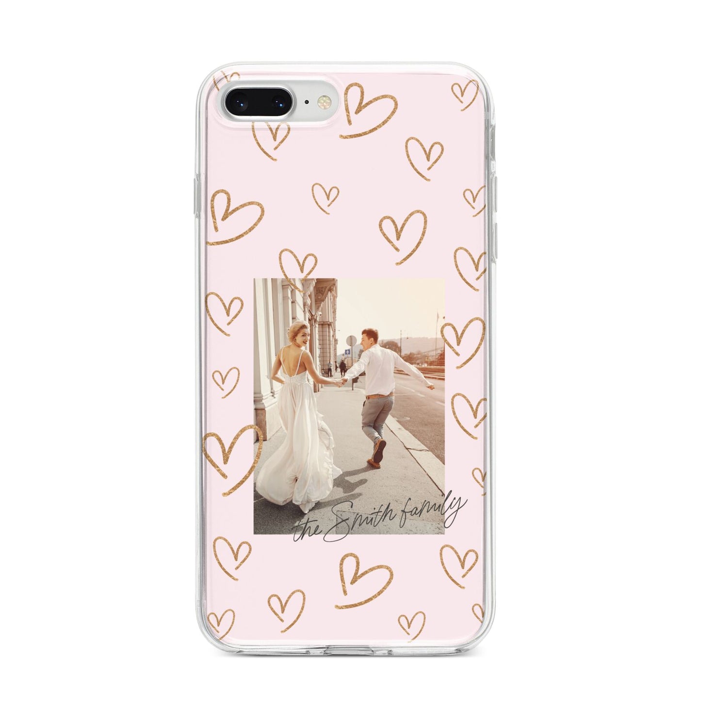 Valentines Day Newly Wed Photo Personalised iPhone 8 Plus Bumper Case on Silver iPhone