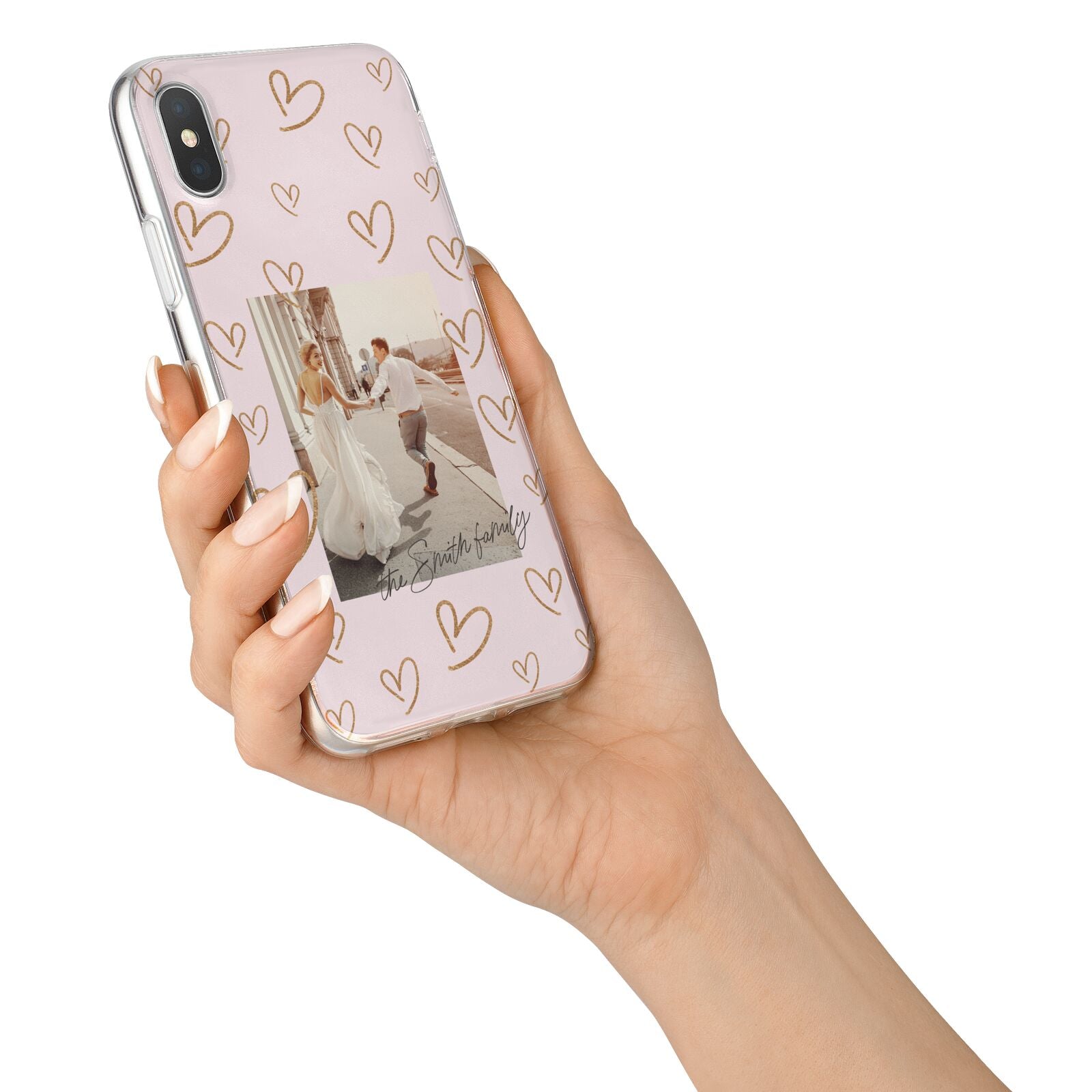 Valentines Day Newly Wed Photo Personalised iPhone X Bumper Case on Silver iPhone Alternative Image 2