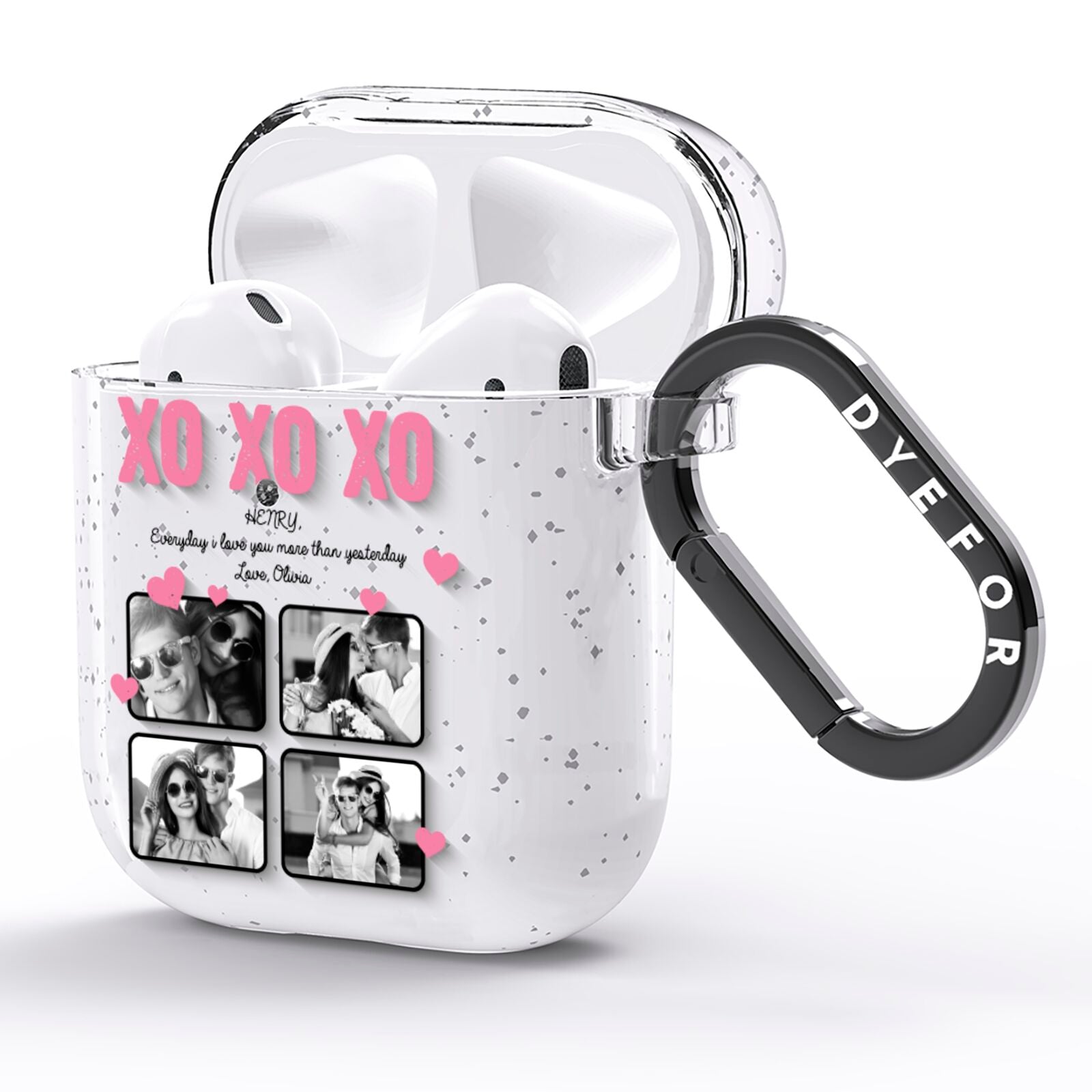 Valentines Day Photo Collage AirPods Glitter Case Side Image