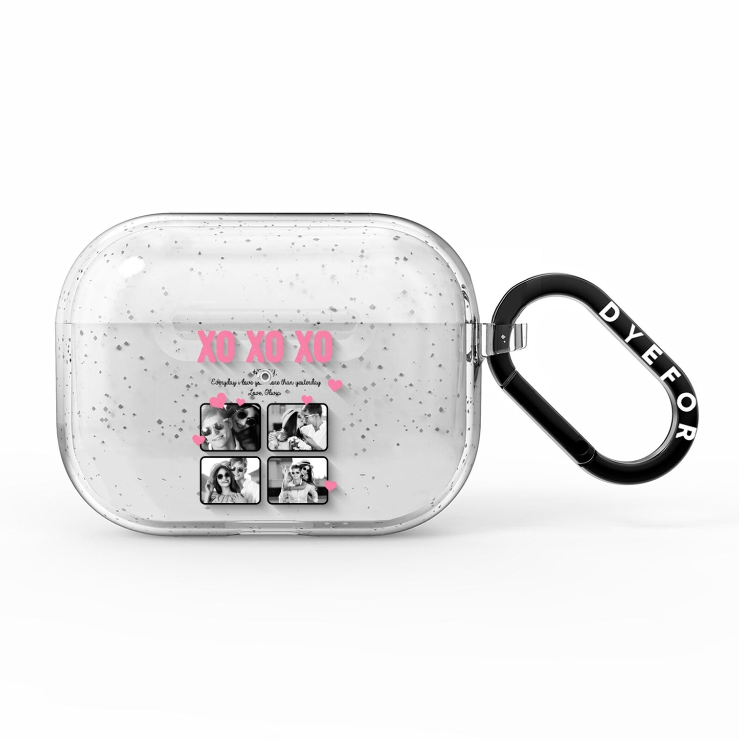 Valentines Day Photo Collage AirPods Pro Glitter Case