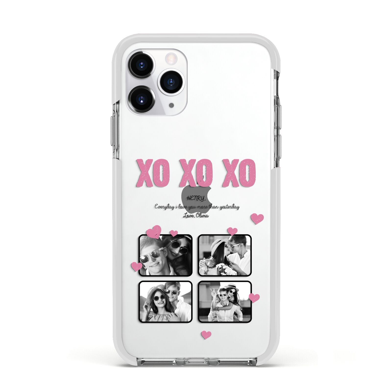 Valentines Day Photo Collage Apple iPhone 11 Pro in Silver with White Impact Case