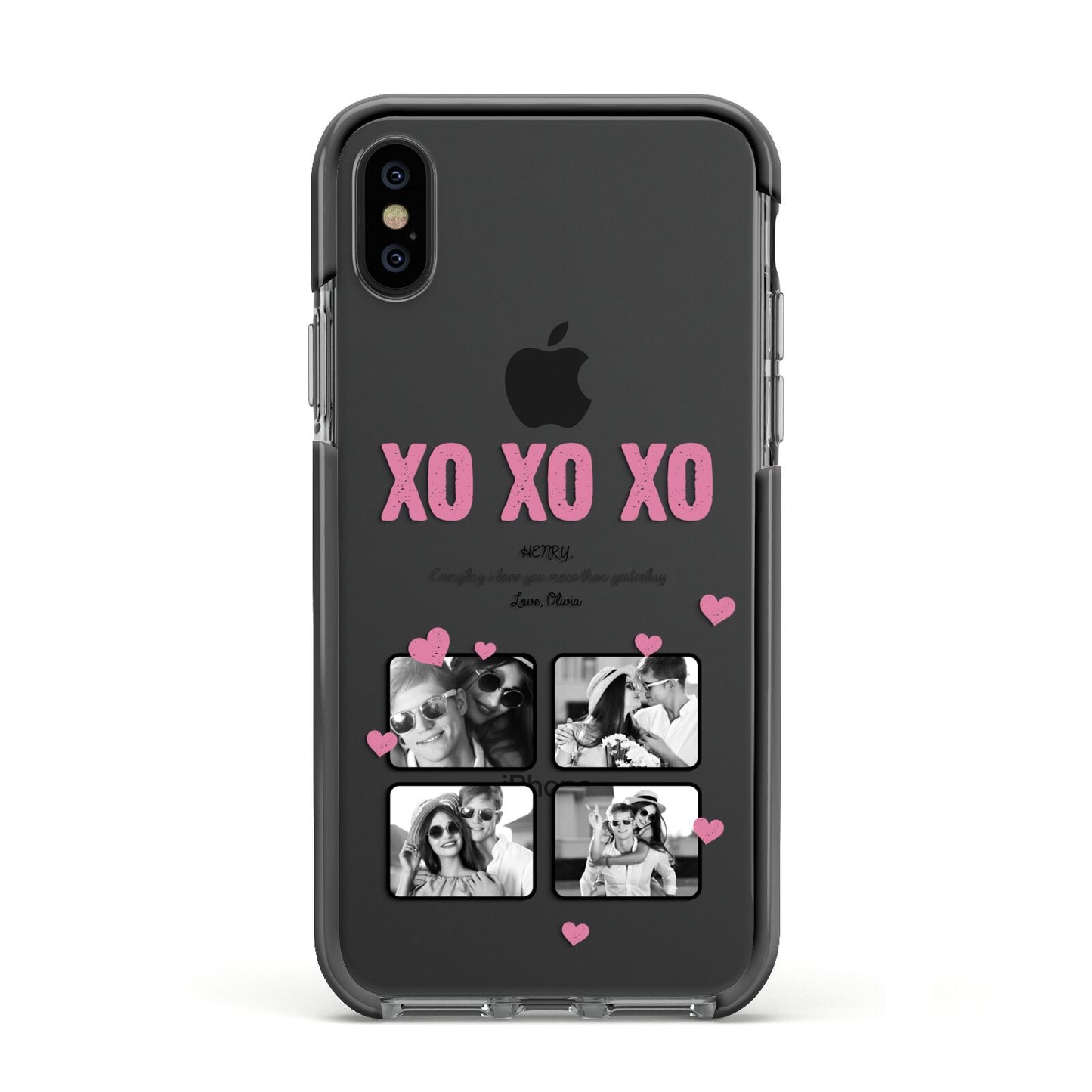 Valentines Day Photo Collage Apple iPhone Xs Impact Case Black Edge on Black Phone