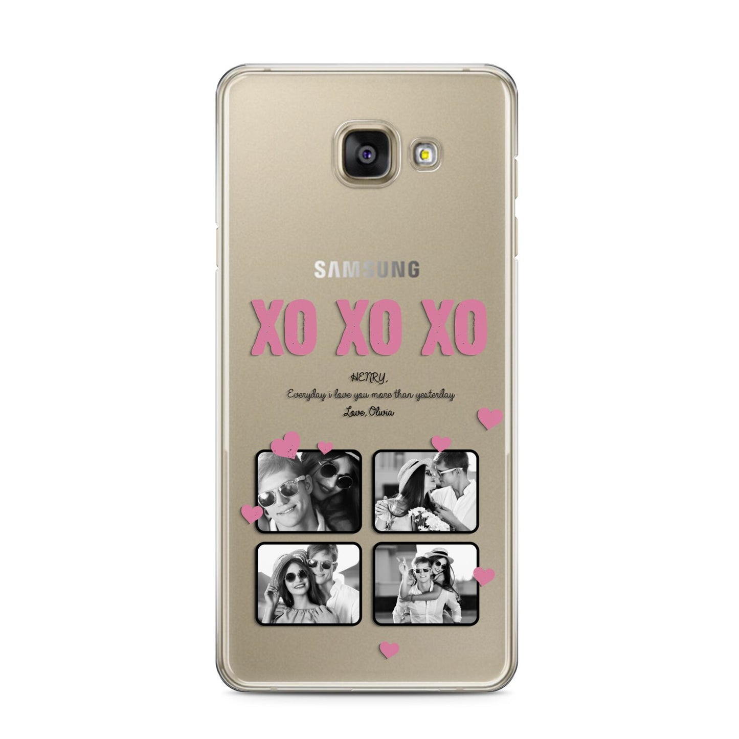 Valentines Day Photo Collage Samsung Galaxy A3 2016 Case on gold phone