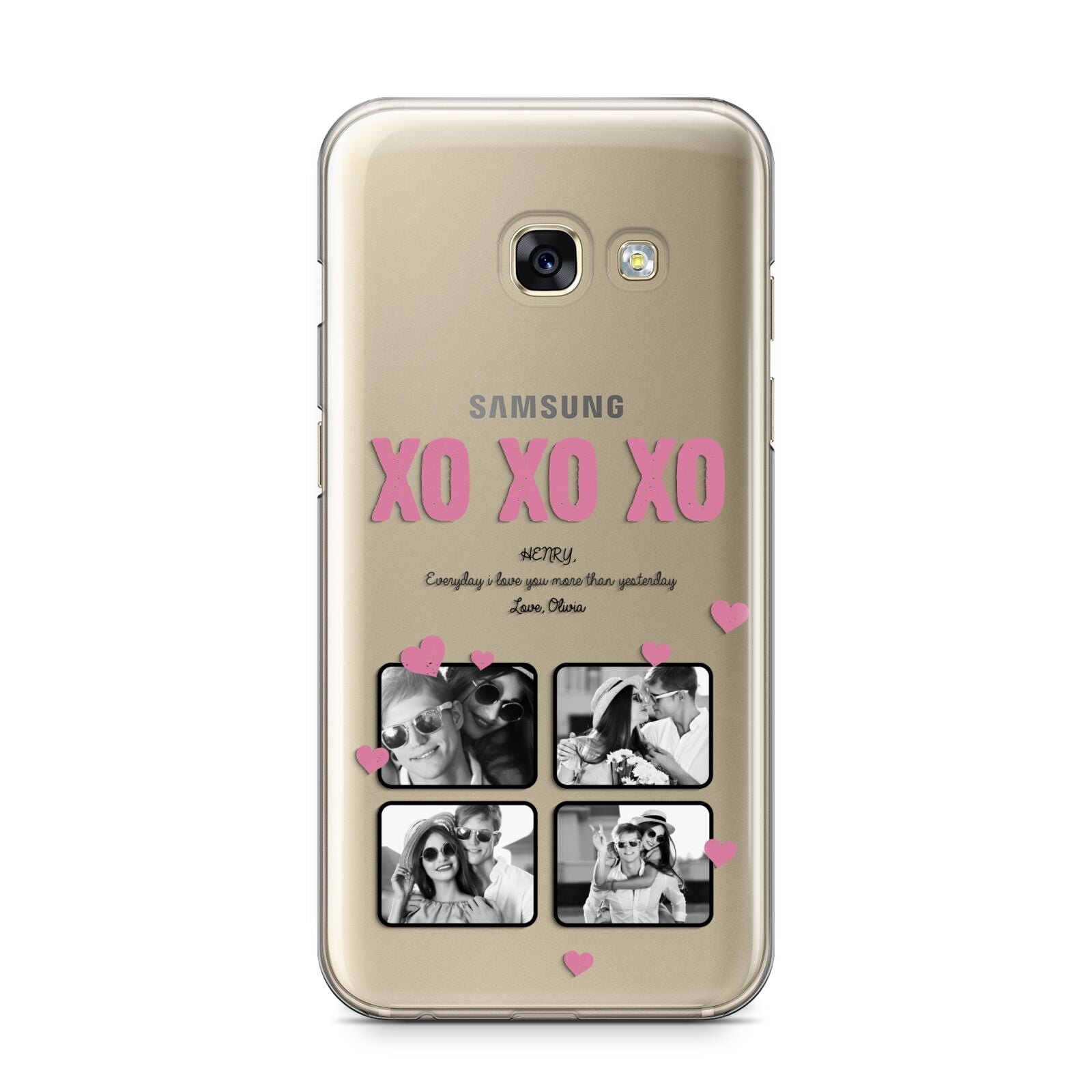 Valentines Day Photo Collage Samsung Galaxy A3 2017 Case on gold phone