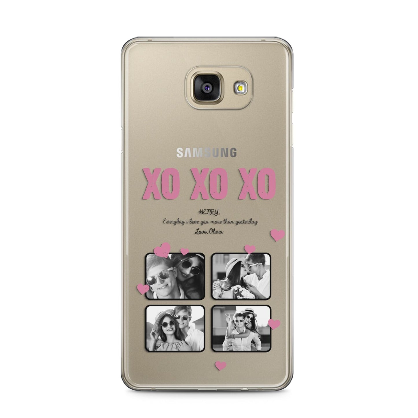 Valentines Day Photo Collage Samsung Galaxy A5 2016 Case on gold phone