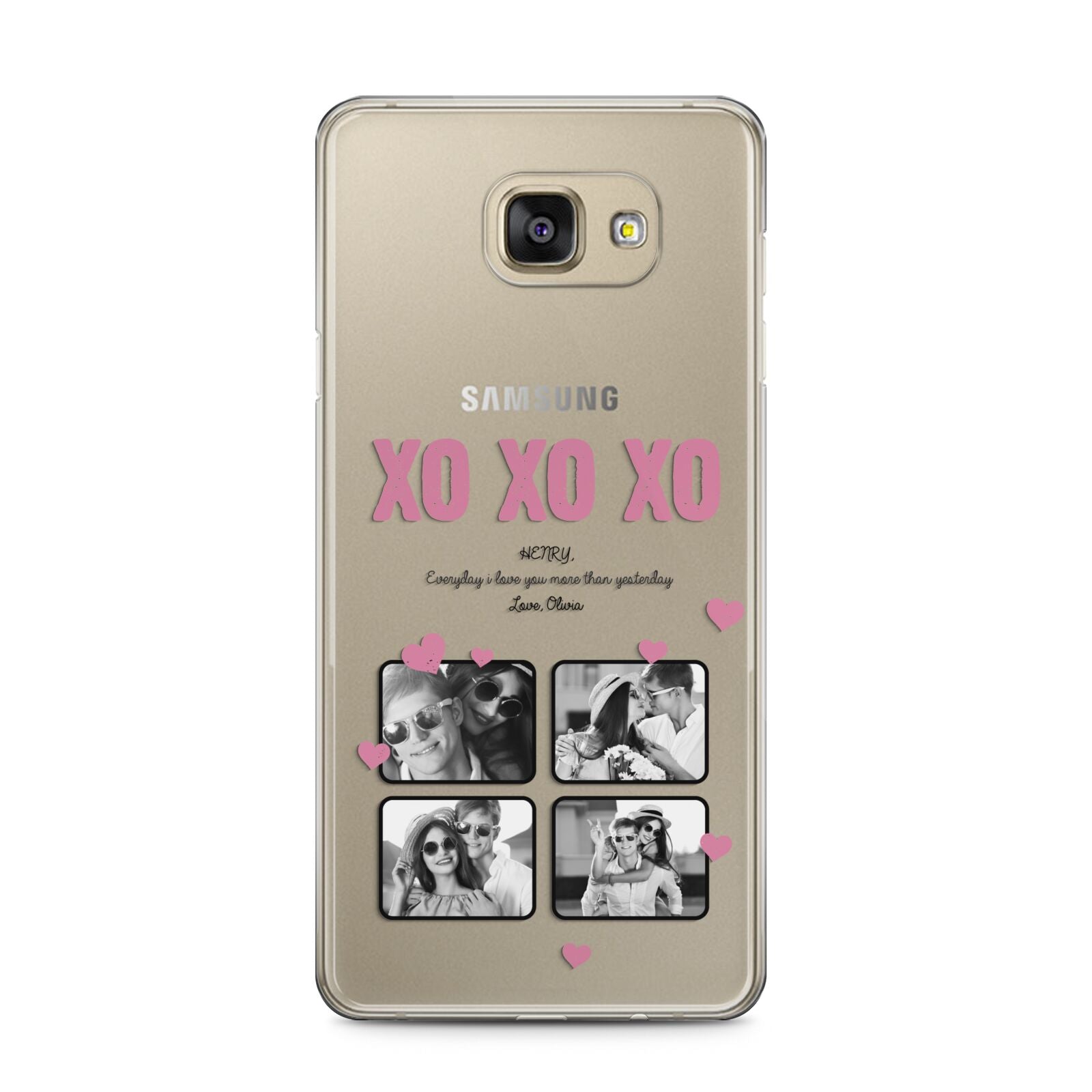 Valentines Day Photo Collage Samsung Galaxy A5 2016 Case on gold phone