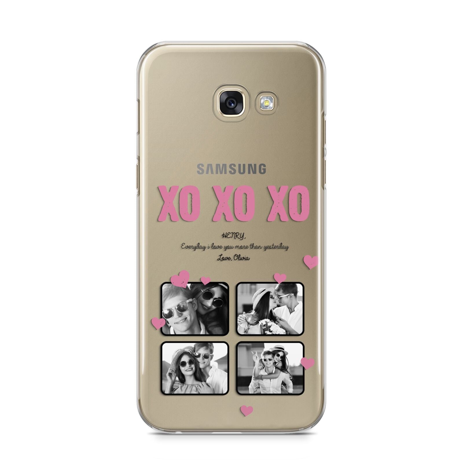 Valentines Day Photo Collage Samsung Galaxy A5 2017 Case on gold phone