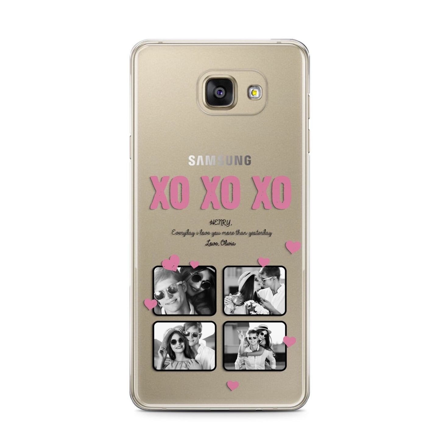 Valentines Day Photo Collage Samsung Galaxy A7 2016 Case on gold phone