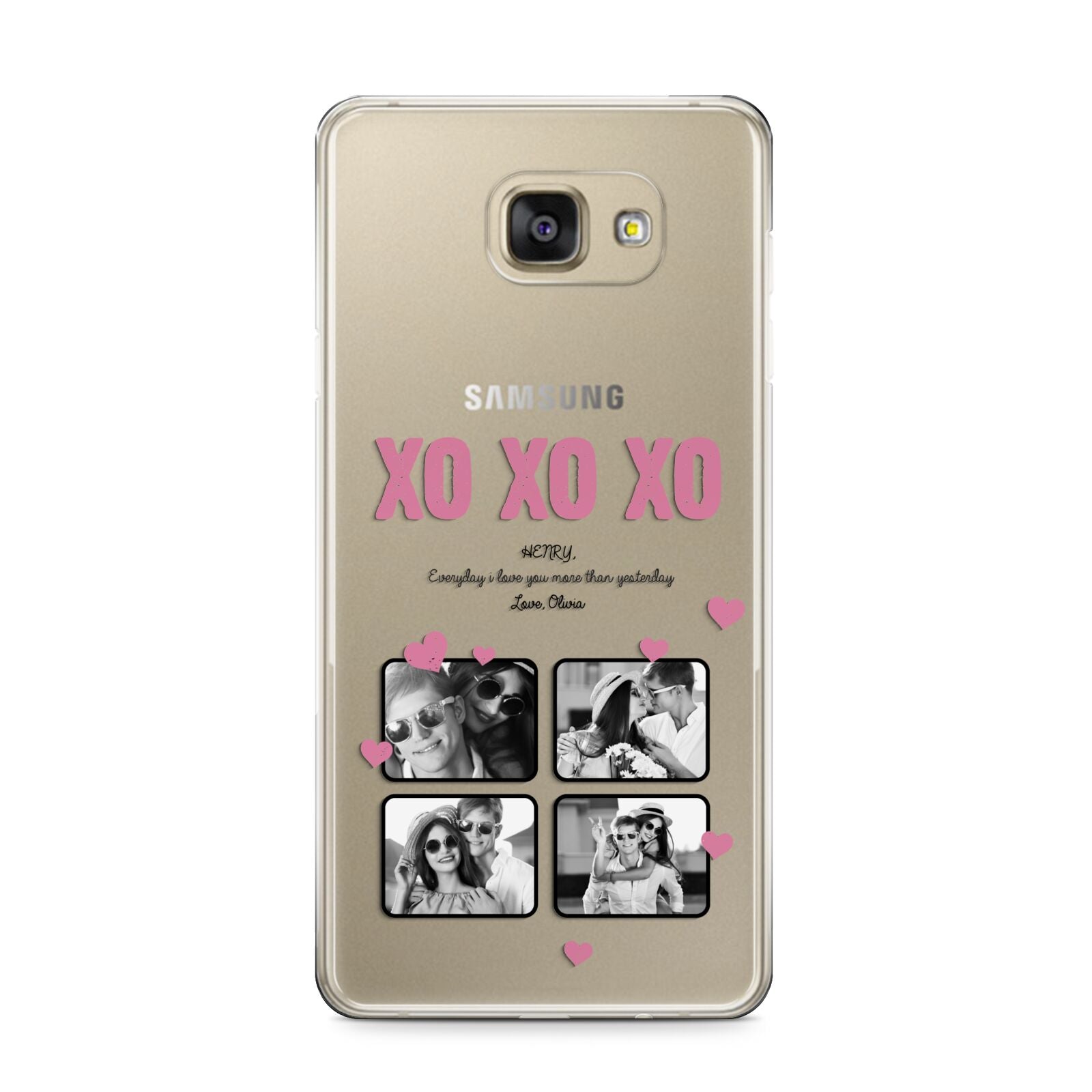 Valentines Day Photo Collage Samsung Galaxy A9 2016 Case on gold phone