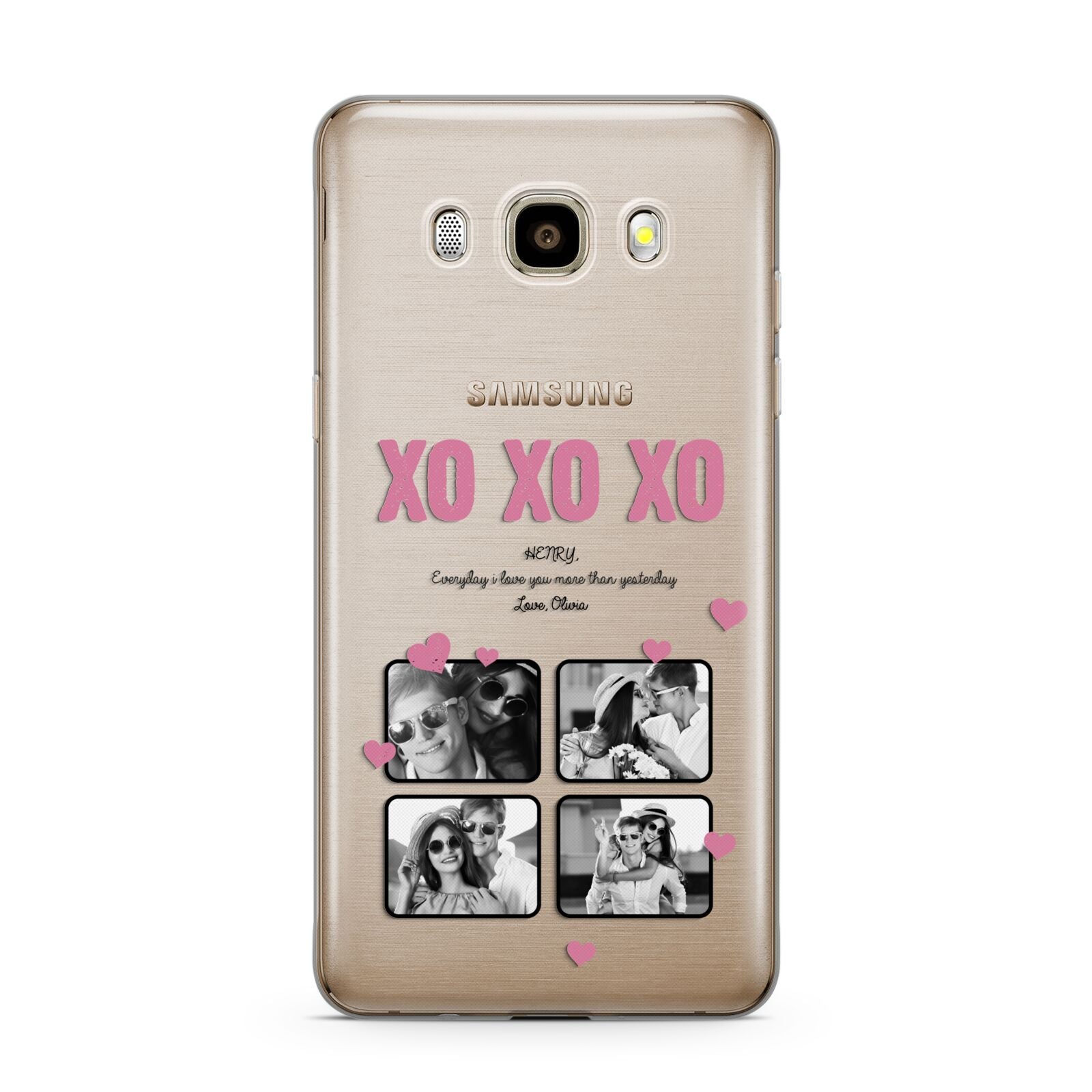 Valentines Day Photo Collage Samsung Galaxy J7 2016 Case on gold phone