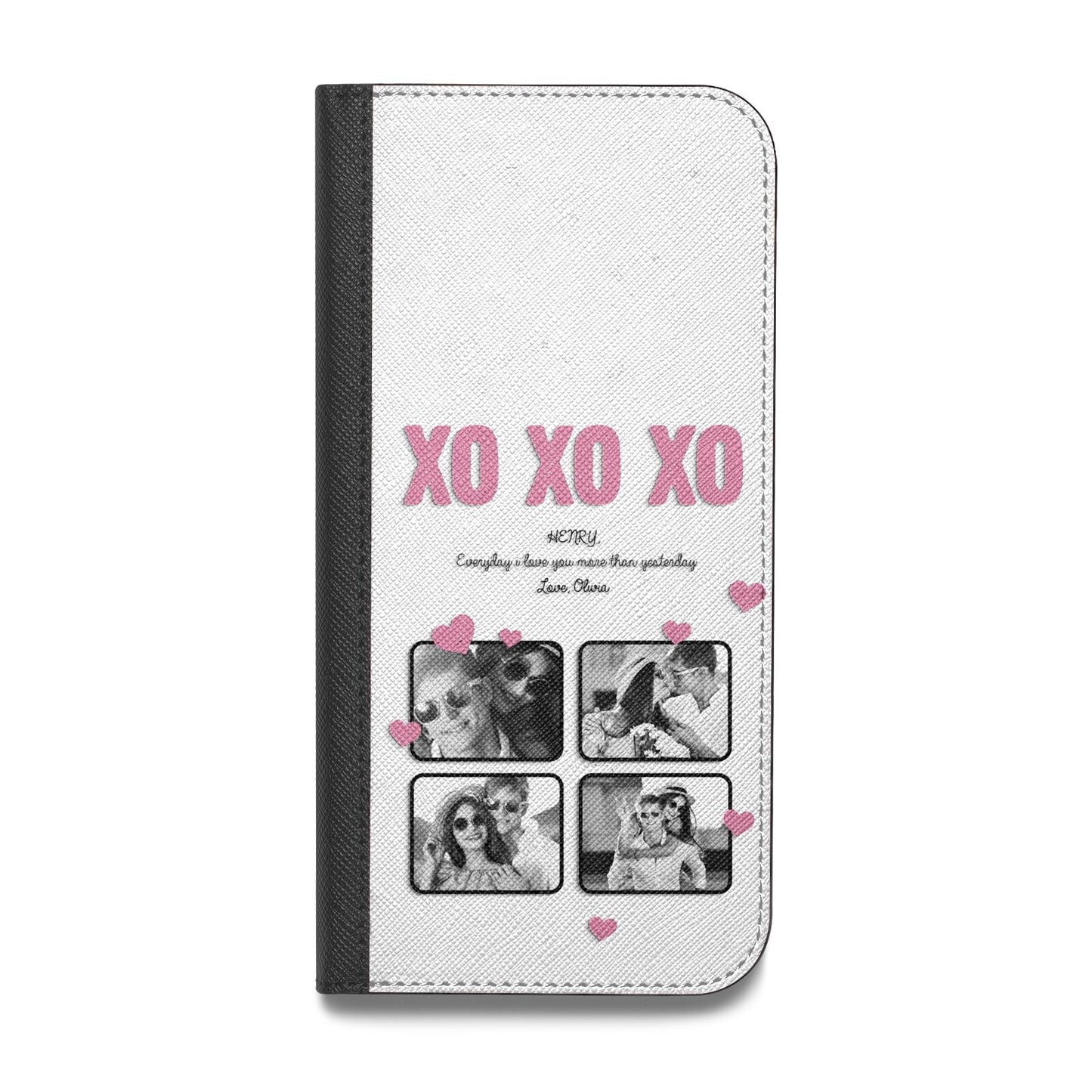 Valentines Day Photo Collage Vegan Leather Flip iPhone Case