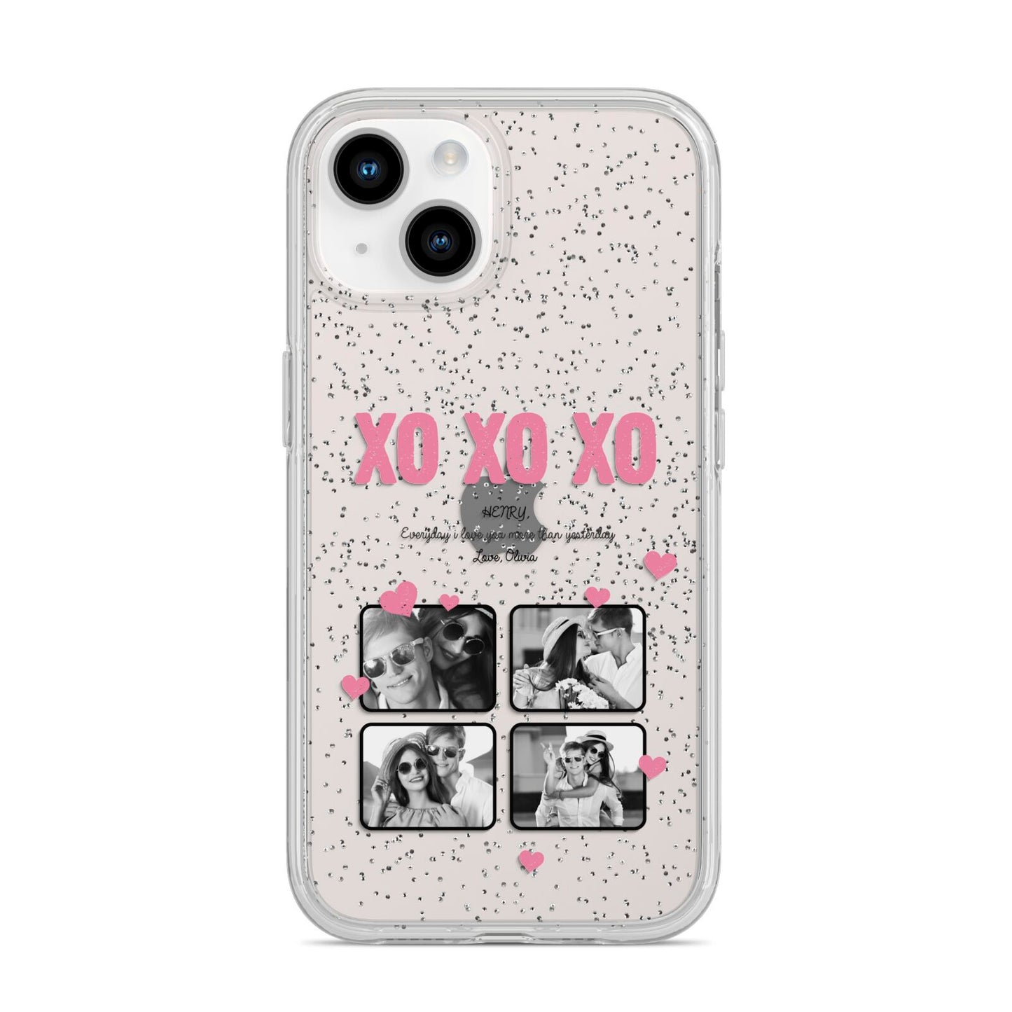 Valentines Day Photo Collage iPhone 14 Glitter Tough Case Starlight