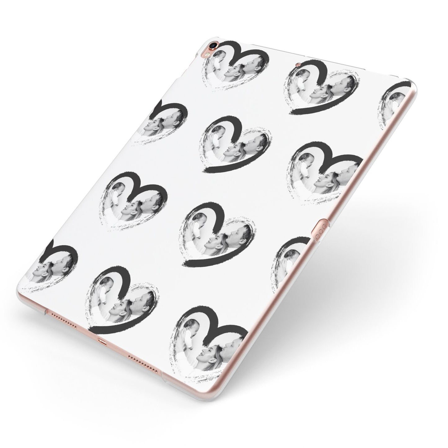 Valentines Day Photo Personalised Apple iPad Case on Rose Gold iPad Side View