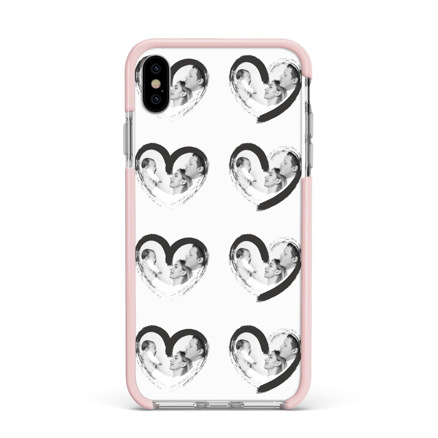 Valentines Day Photo Personalised Apple iPhone Xs Max Impact Case Pink Edge on Silver Phone