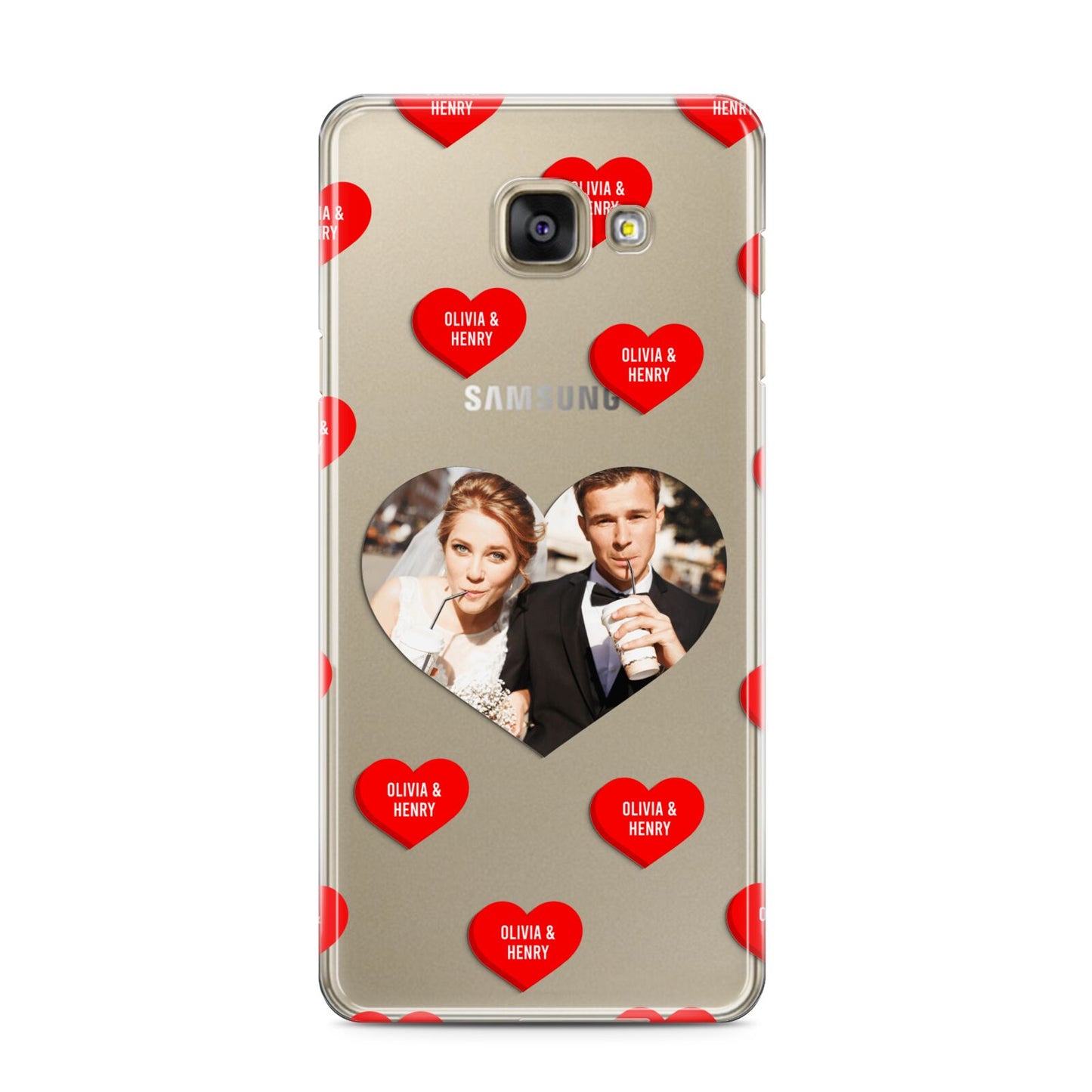 Valentines Day Photo Upload Samsung Galaxy A3 2016 Case on gold phone