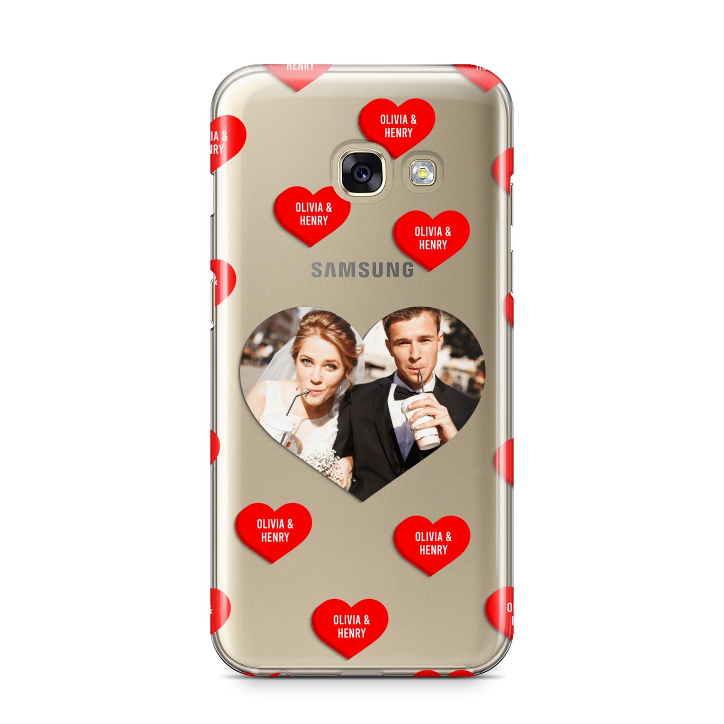 Valentines Day Photo Upload Samsung Galaxy A3 2017 Case on gold phone