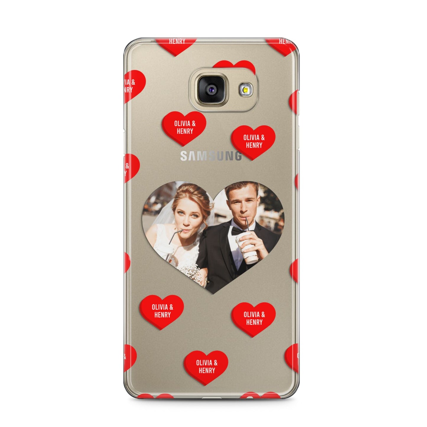 Valentines Day Photo Upload Samsung Galaxy A5 2016 Case on gold phone