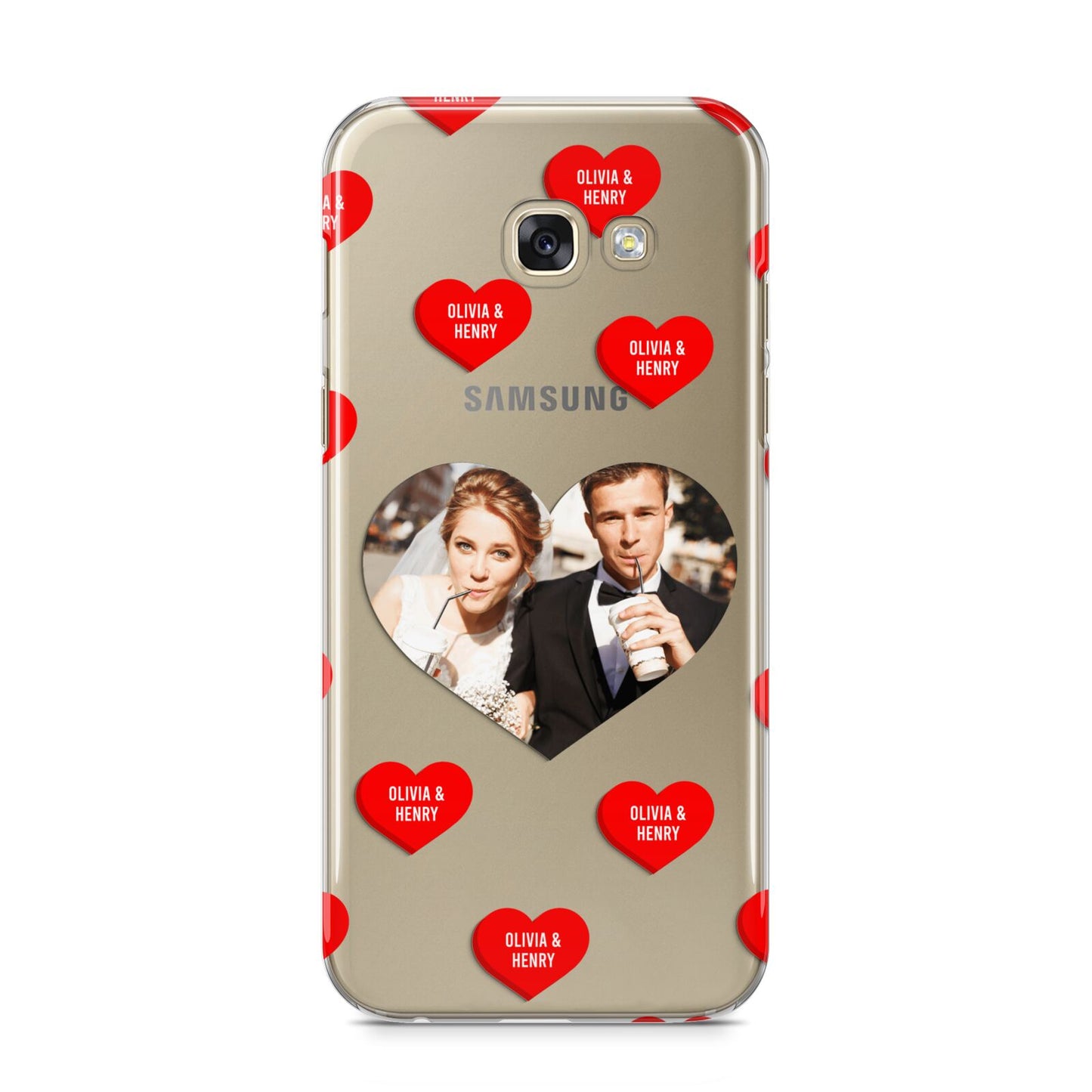 Valentines Day Photo Upload Samsung Galaxy A5 2017 Case on gold phone