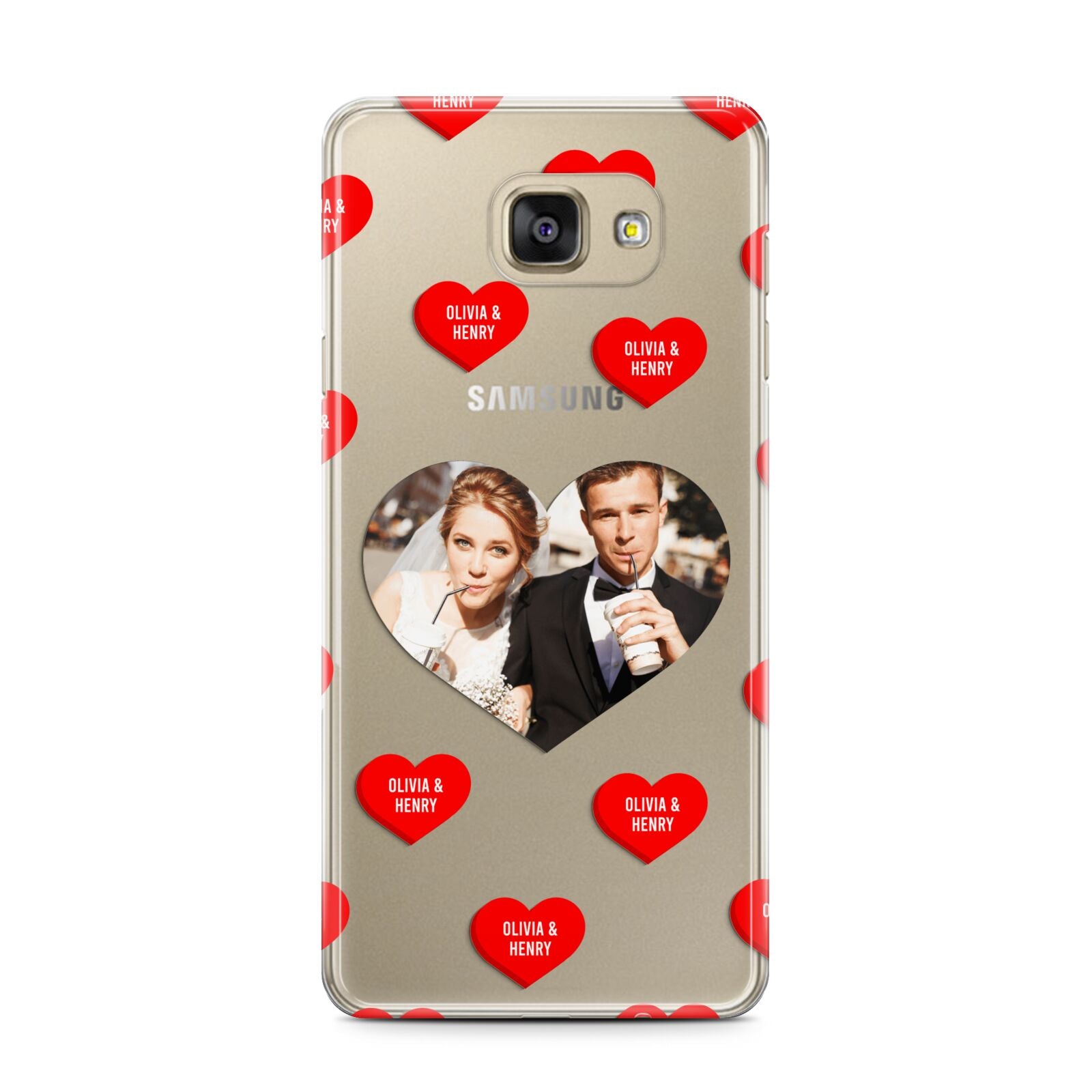 Valentines Day Photo Upload Samsung Galaxy A7 2016 Case on gold phone