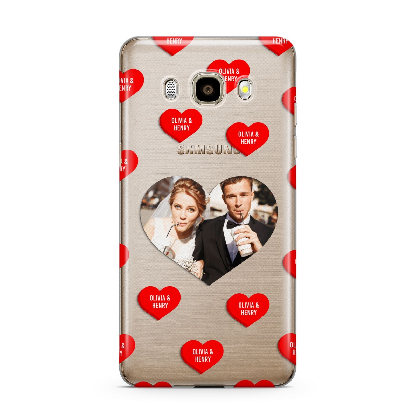 Valentines Day Photo Upload Samsung Galaxy J7 2016 Case on gold phone