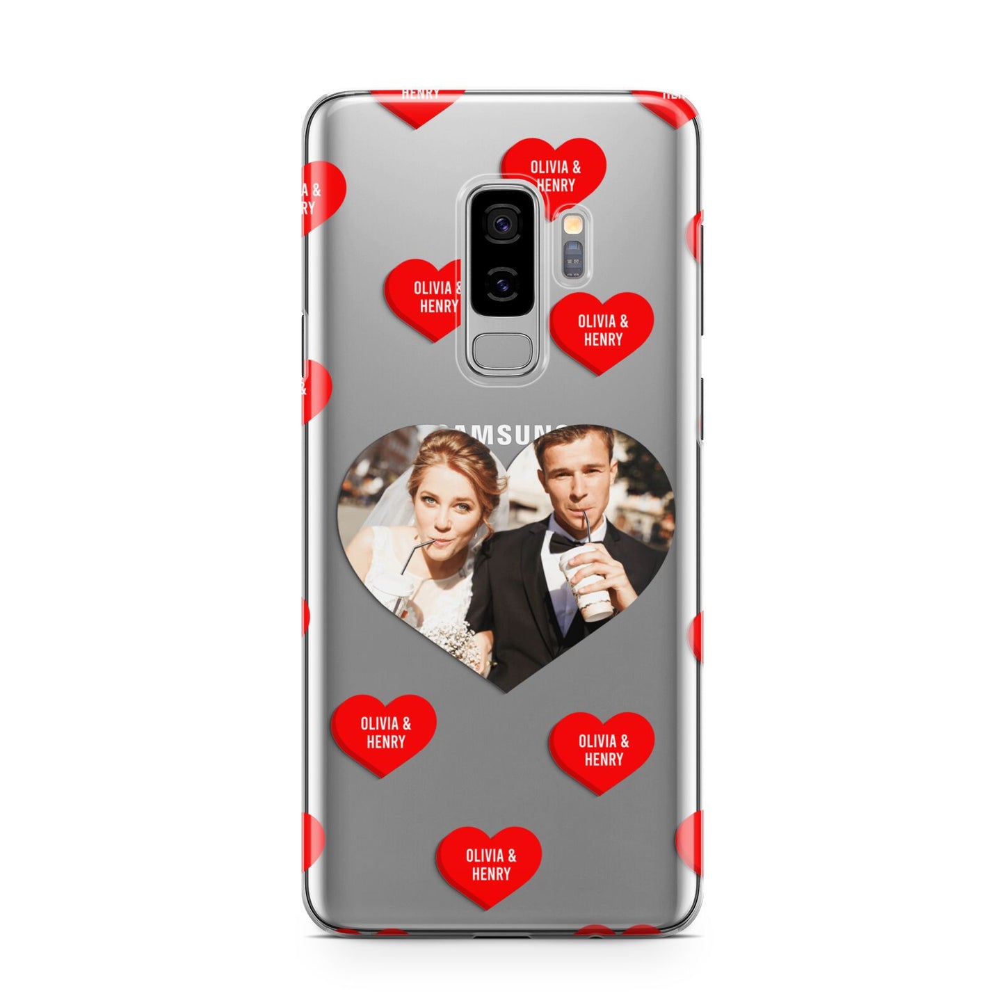 Valentines Day Photo Upload Samsung Galaxy S9 Plus Case on Silver phone