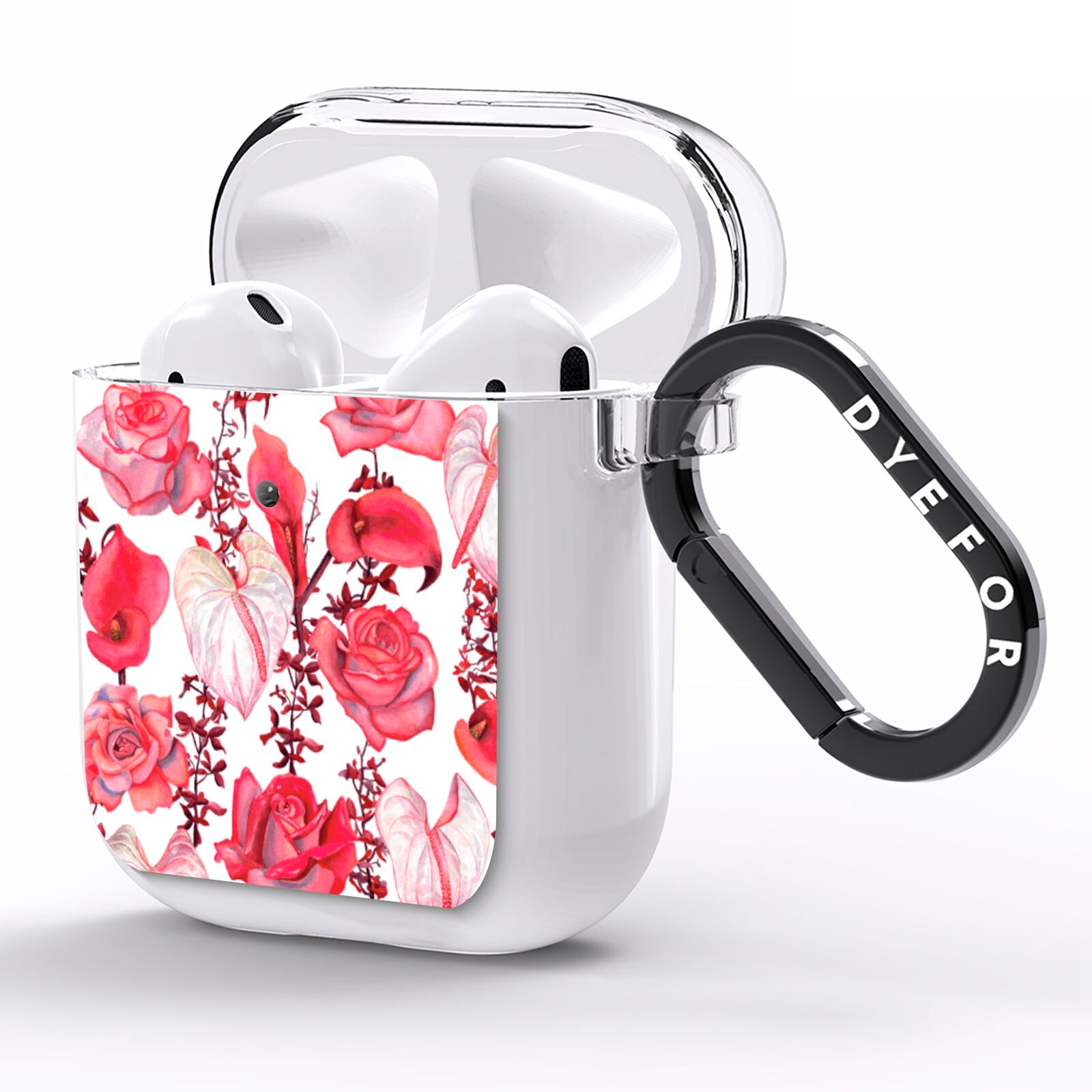 Valentines Flowers AirPods Clear Case Side Image