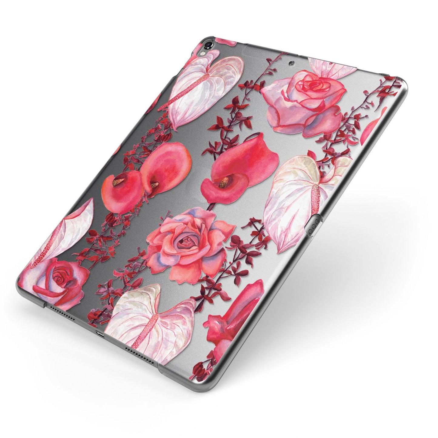 Valentines Flowers Apple iPad Case on Grey iPad Side View