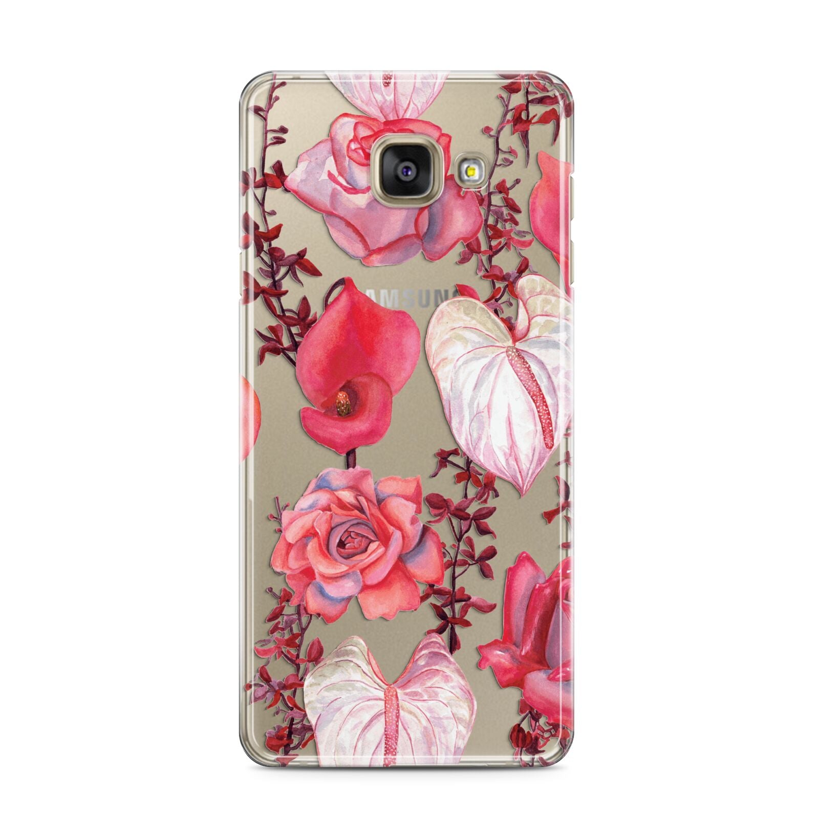 Valentines Flowers Samsung Galaxy A3 2016 Case on gold phone