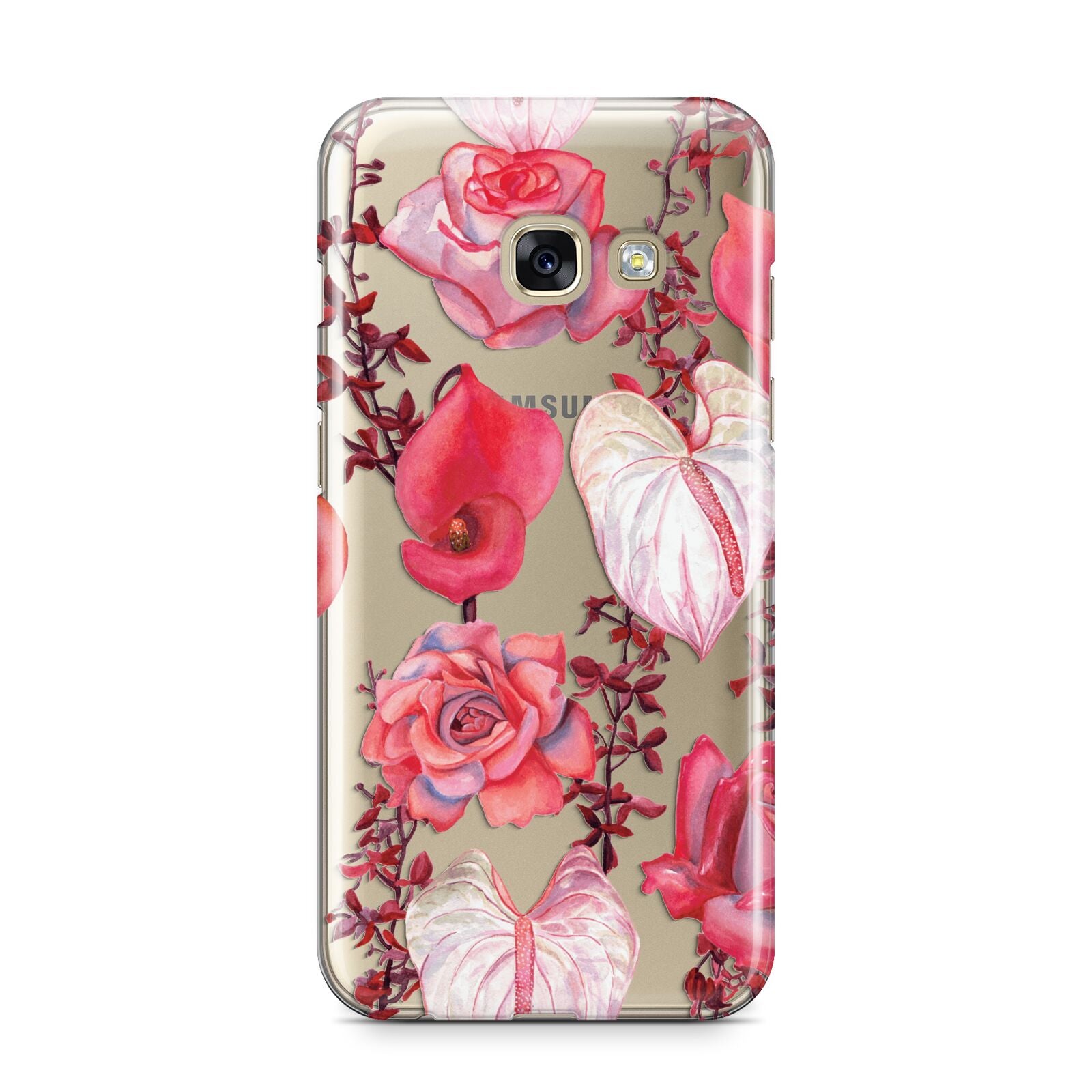 Valentines Flowers Samsung Galaxy A3 2017 Case on gold phone