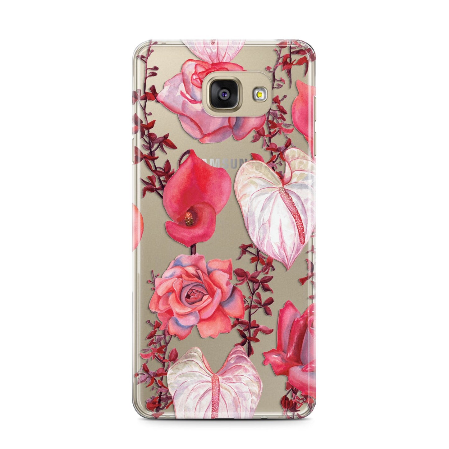 Valentines Flowers Samsung Galaxy A7 2016 Case on gold phone