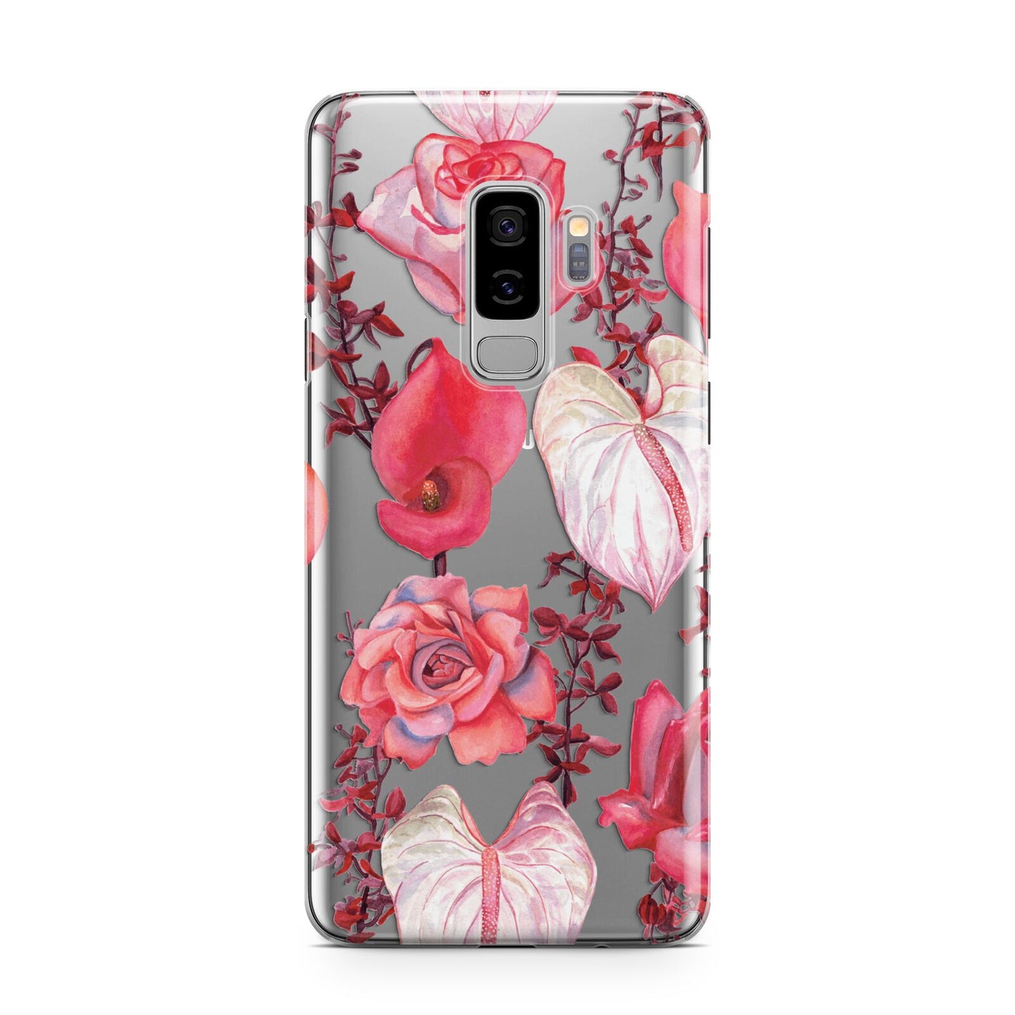 Valentines Flowers Samsung Galaxy S9 Plus Case on Silver phone