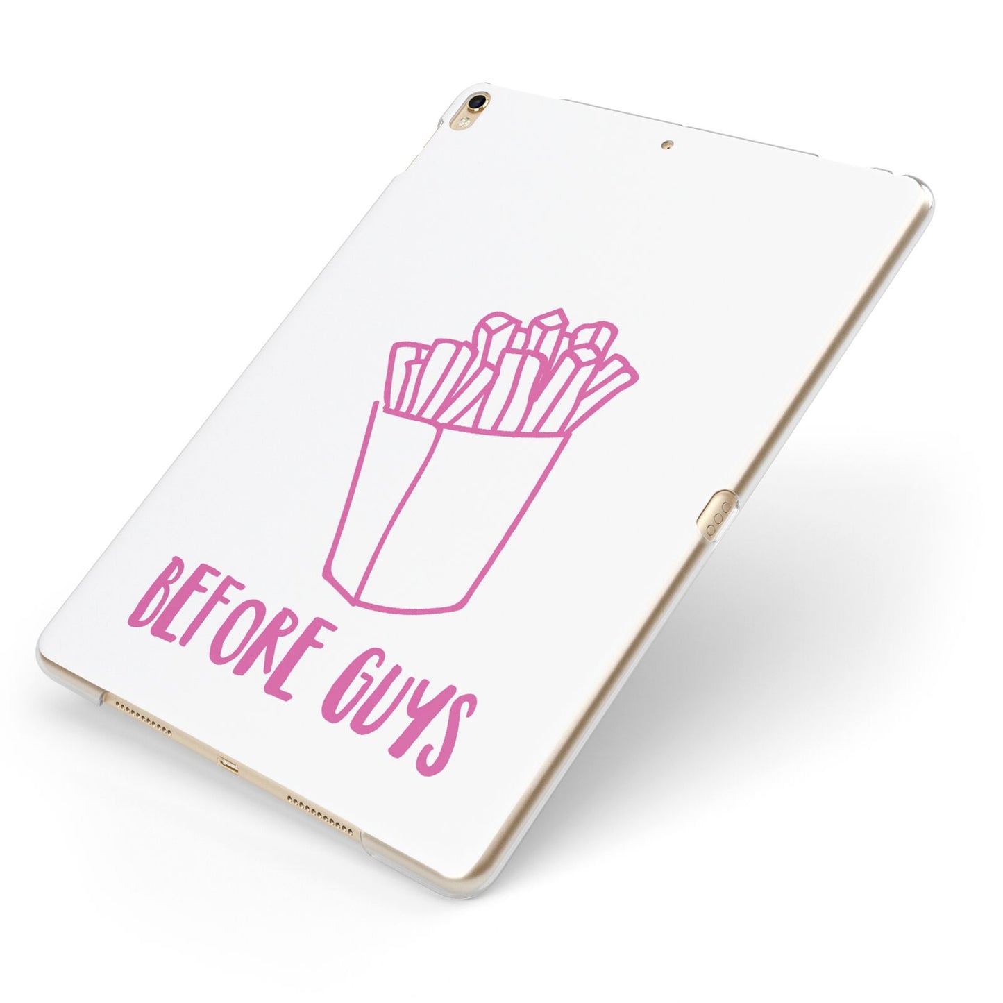 Valentines Fries Before Guys Apple iPad Case on Gold iPad Side View