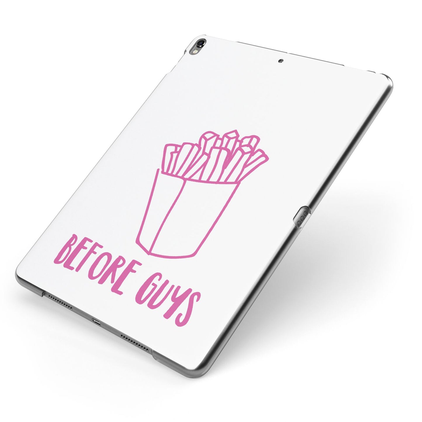 Valentines Fries Before Guys Apple iPad Case on Grey iPad Side View