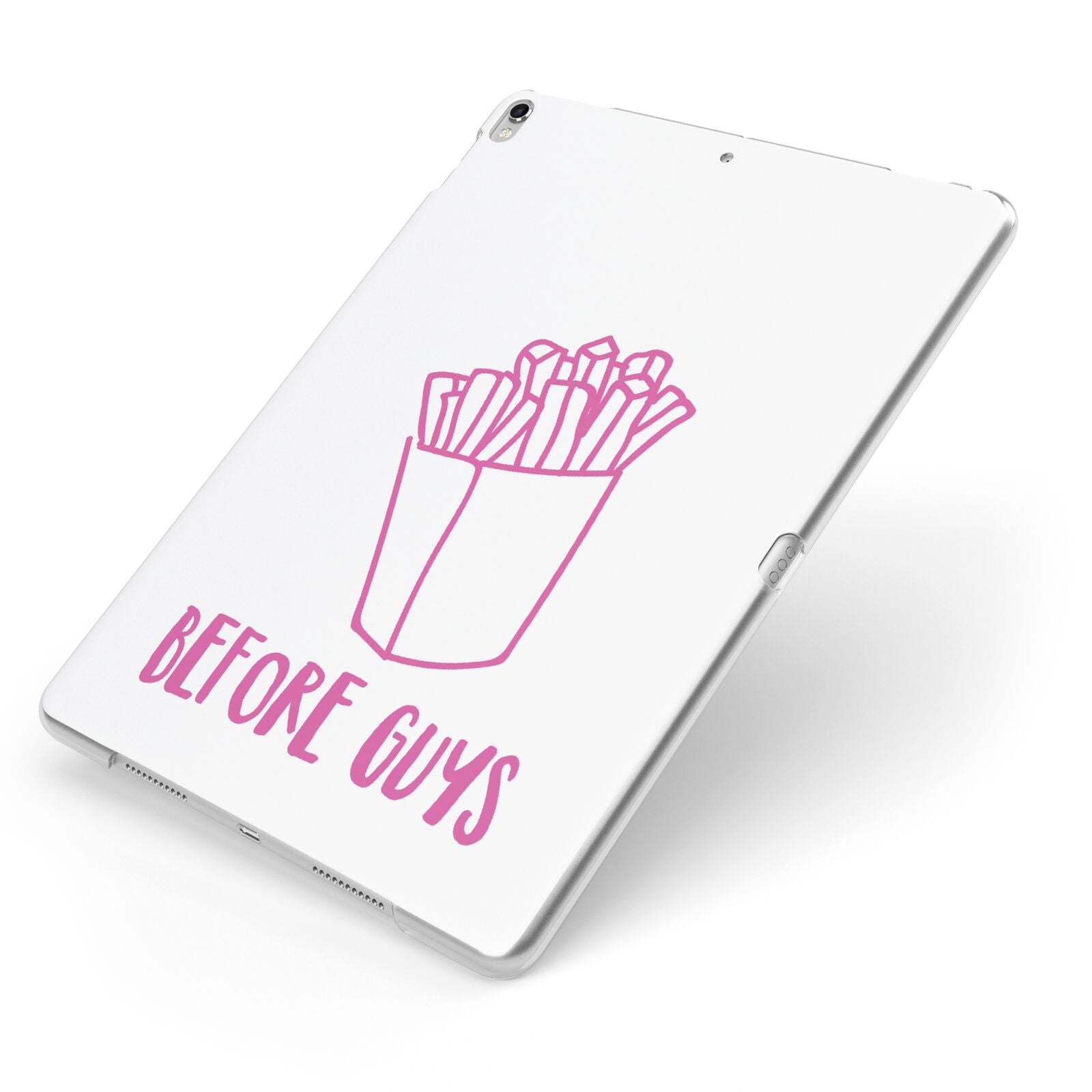 Valentines Fries Before Guys Apple iPad Case on Silver iPad Side View