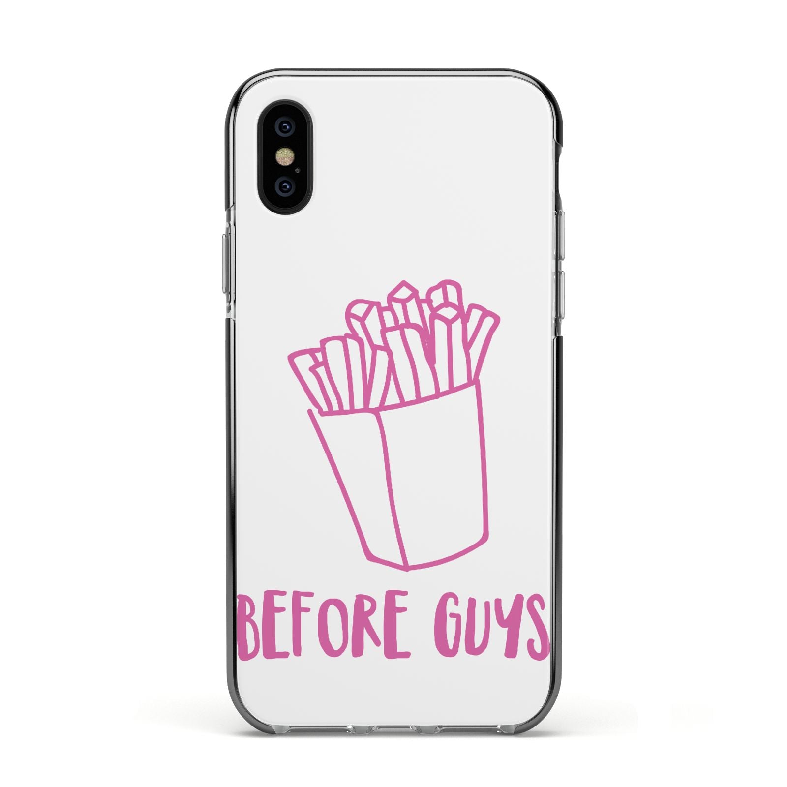 Valentines Fries Before Guys Apple iPhone Xs Impact Case Black Edge on Black Phone