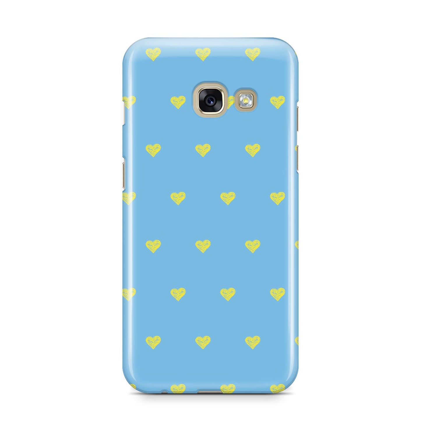 Valentines Hearts Polka Dot Samsung Galaxy A3 2017 Case on gold phone