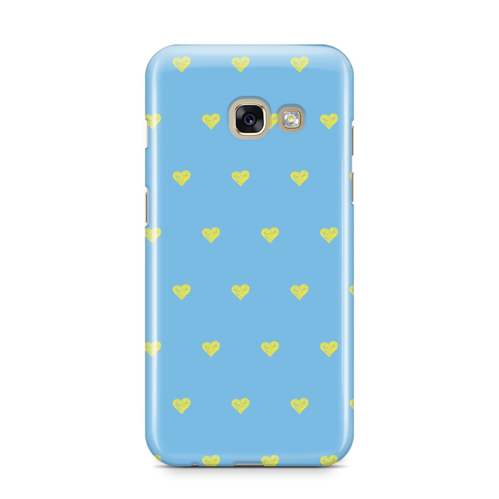 Valentines Hearts Polka Dot Samsung Galaxy A3 2017 Case on gold phone