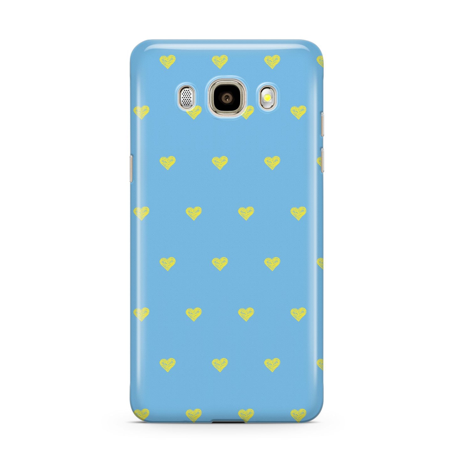 Valentines Hearts Polka Dot Samsung Galaxy J7 2016 Case on gold phone