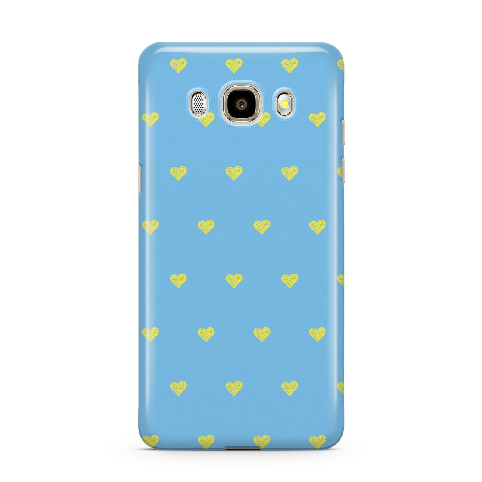 Valentines Hearts Polka Dot Samsung Galaxy J7 2016 Case on gold phone