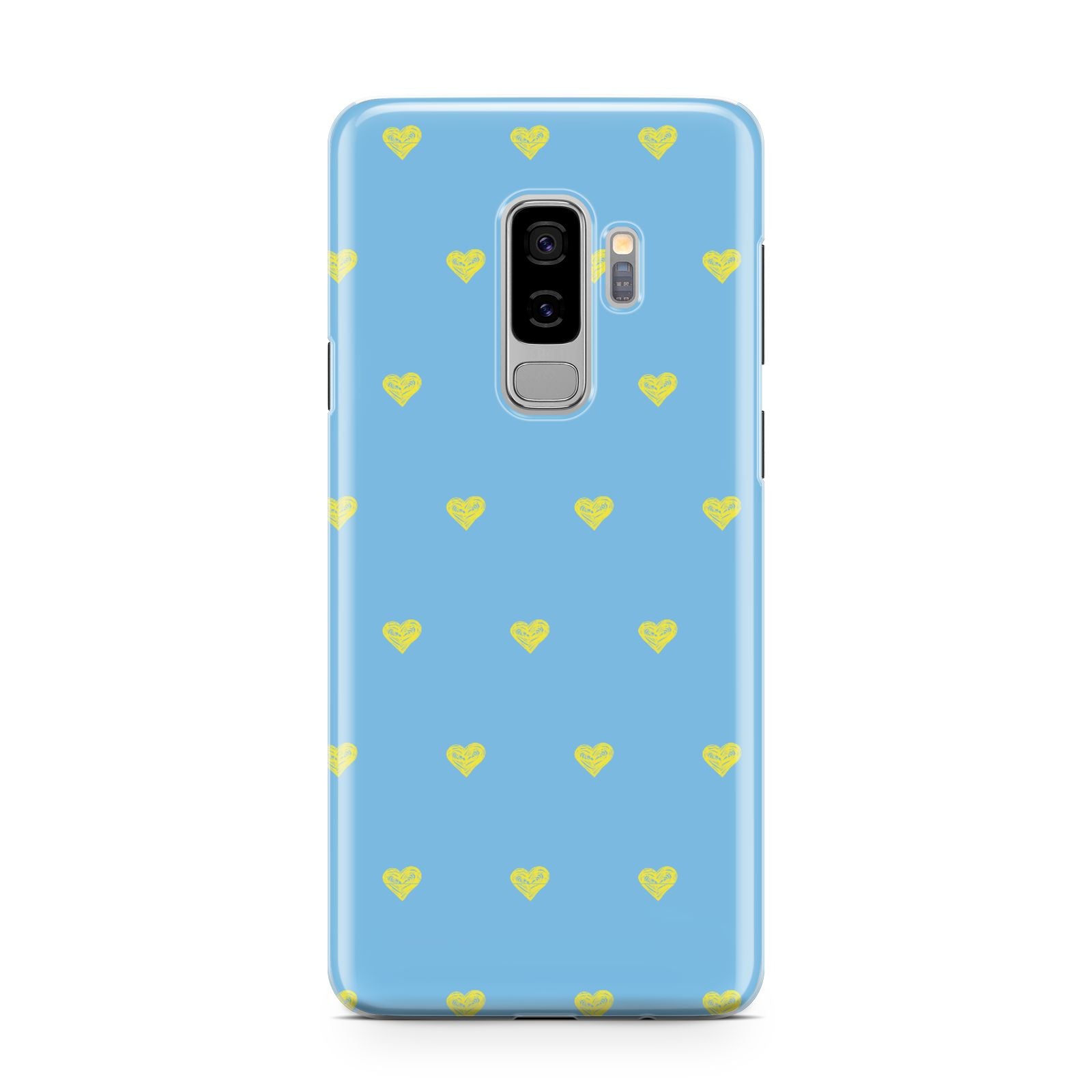 Valentines Hearts Polka Dot Samsung Galaxy S9 Plus Case on Silver phone