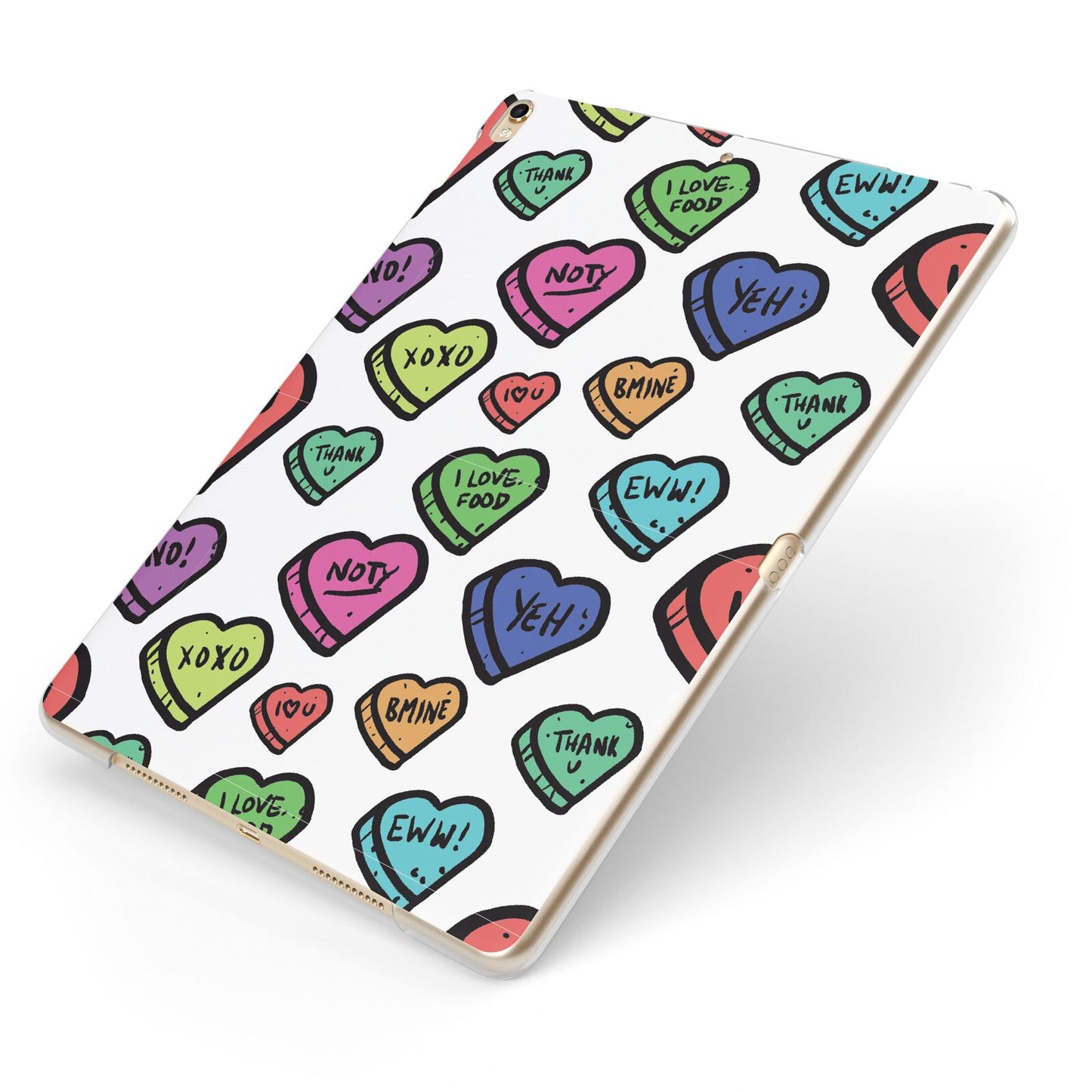 Valentines Love Heart Sweets Apple iPad Case on Gold iPad Side View