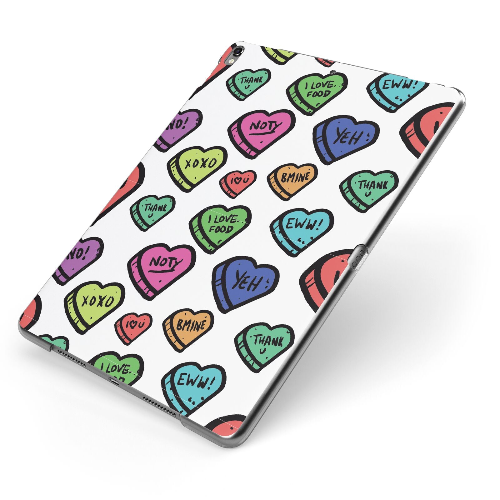 Valentines Love Heart Sweets Apple iPad Case on Grey iPad Side View