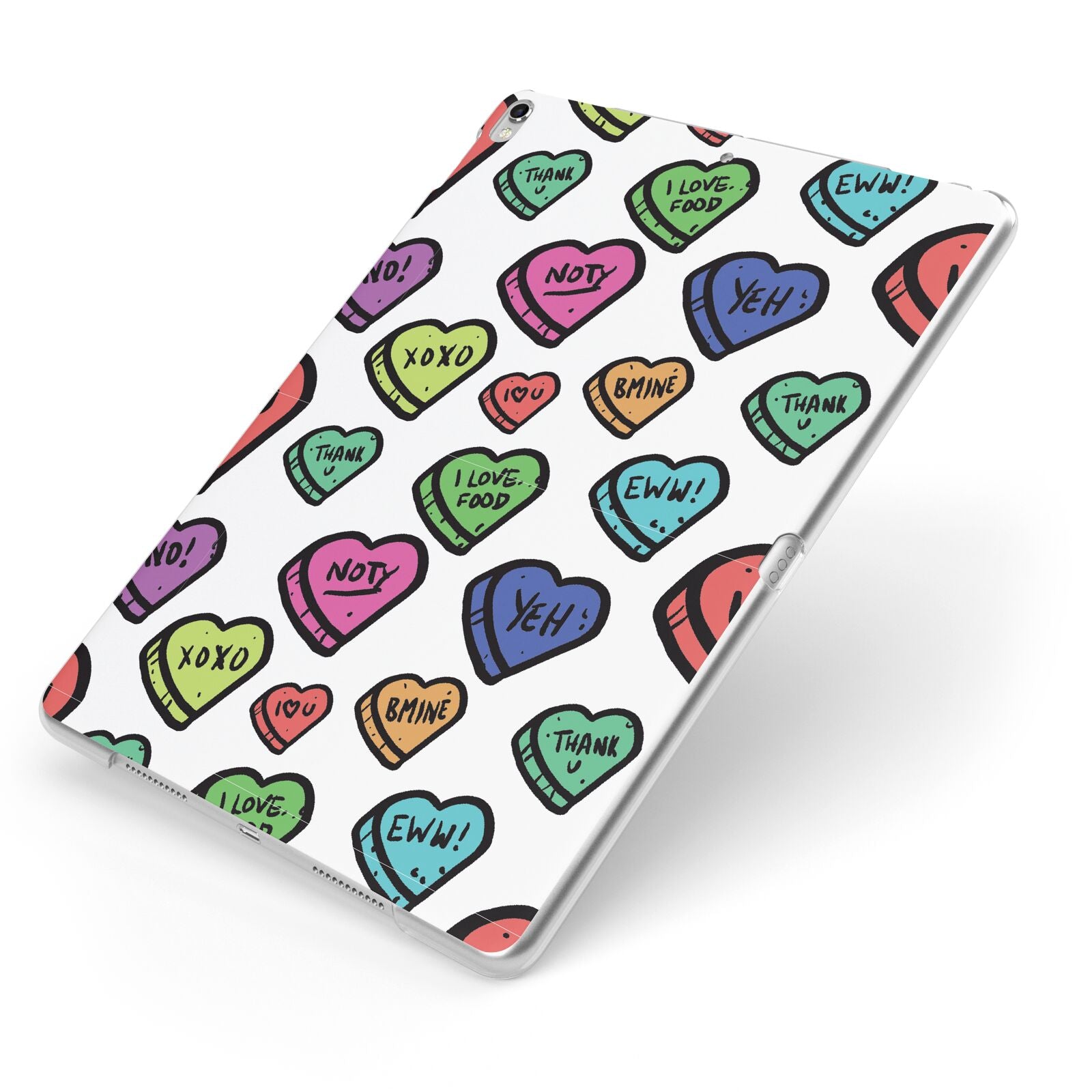 Valentines Love Heart Sweets Apple iPad Case on Silver iPad Side View