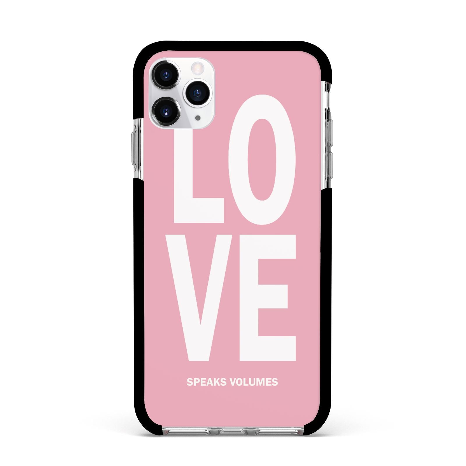 Valentines Love Speaks Volumes Apple iPhone 11 Pro Max in Silver with Black Impact Case