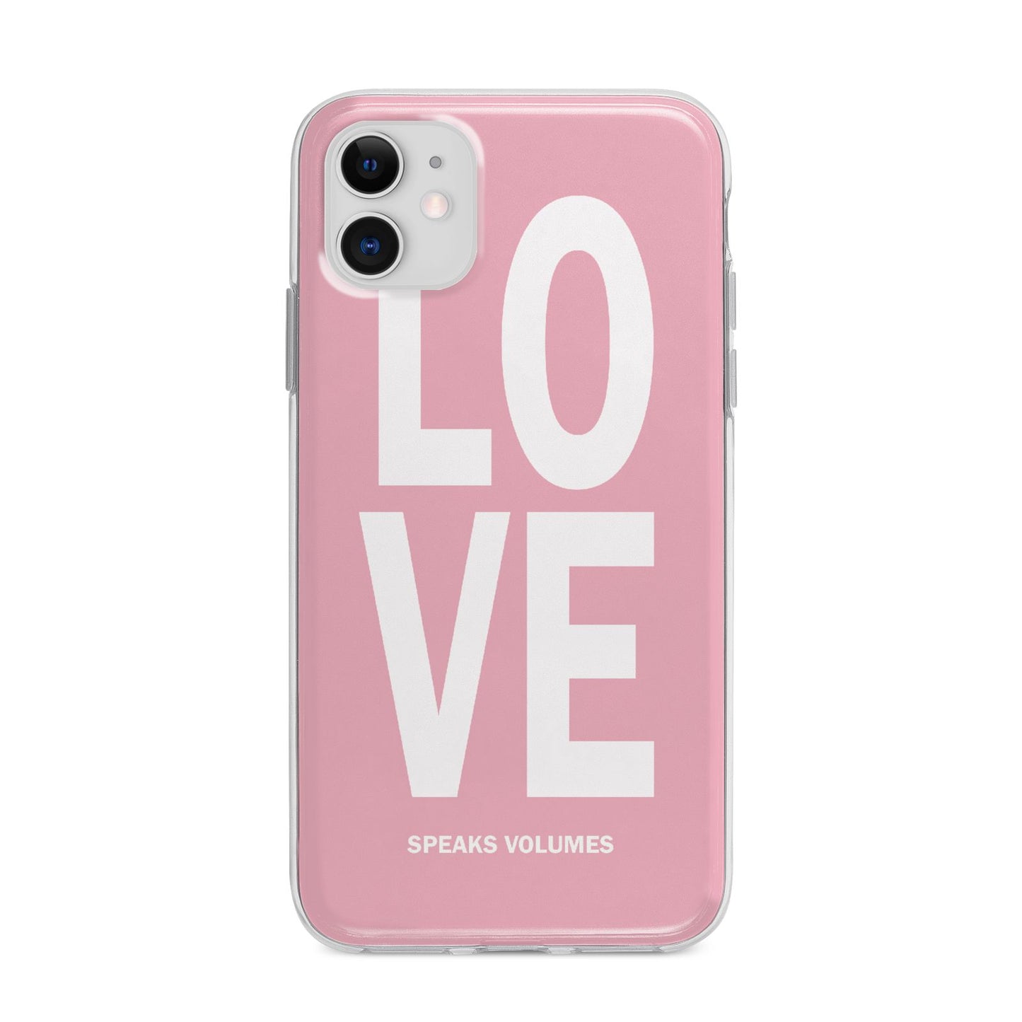Valentines Love Speaks Volumes Apple iPhone 11 in White with Bumper Case
