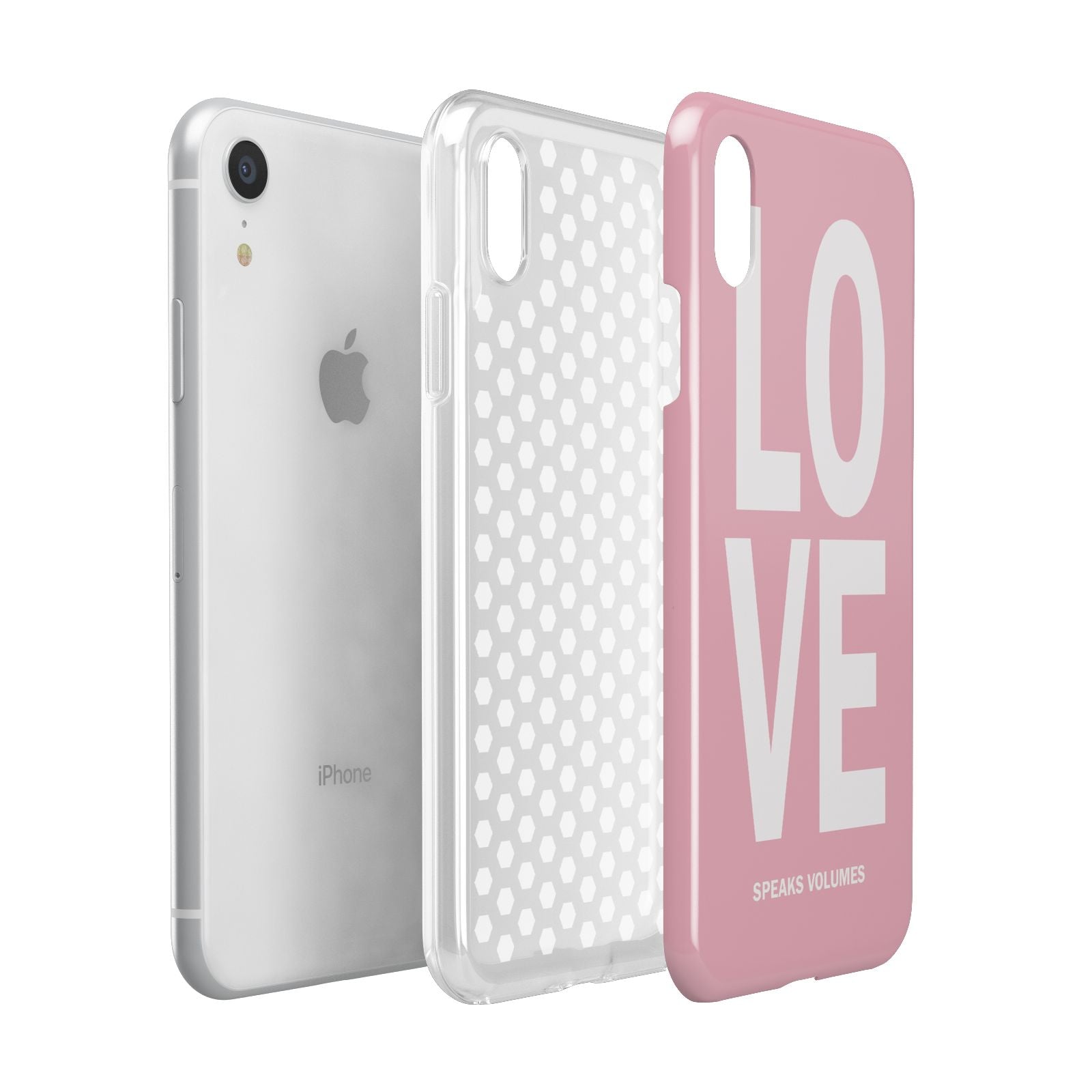 Valentines Love Speaks Volumes Apple iPhone XR White 3D Tough Case Expanded view